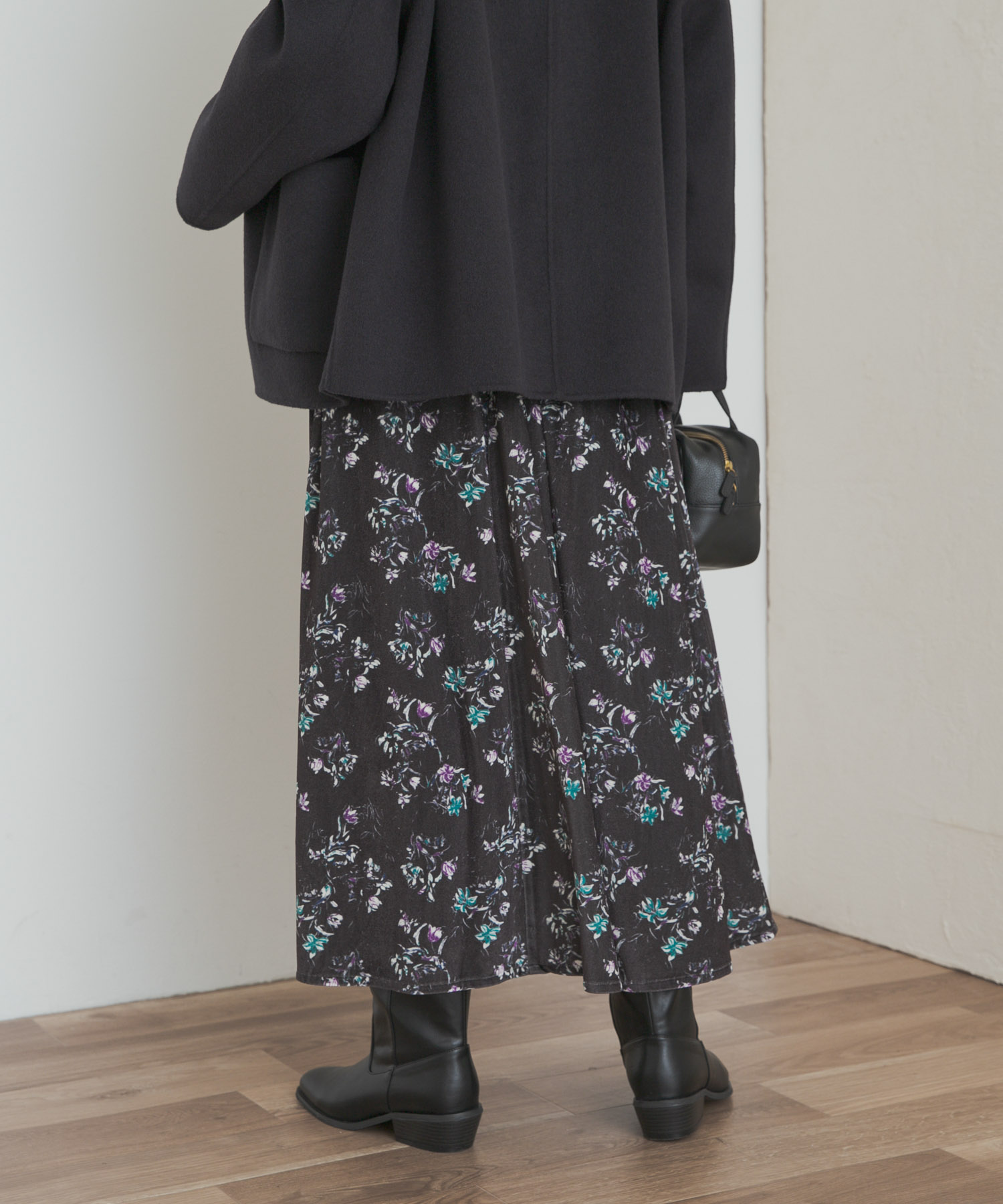 DRIES VAN NOTEN フラワープリントベロアスカート DRIES VAN NOTEN