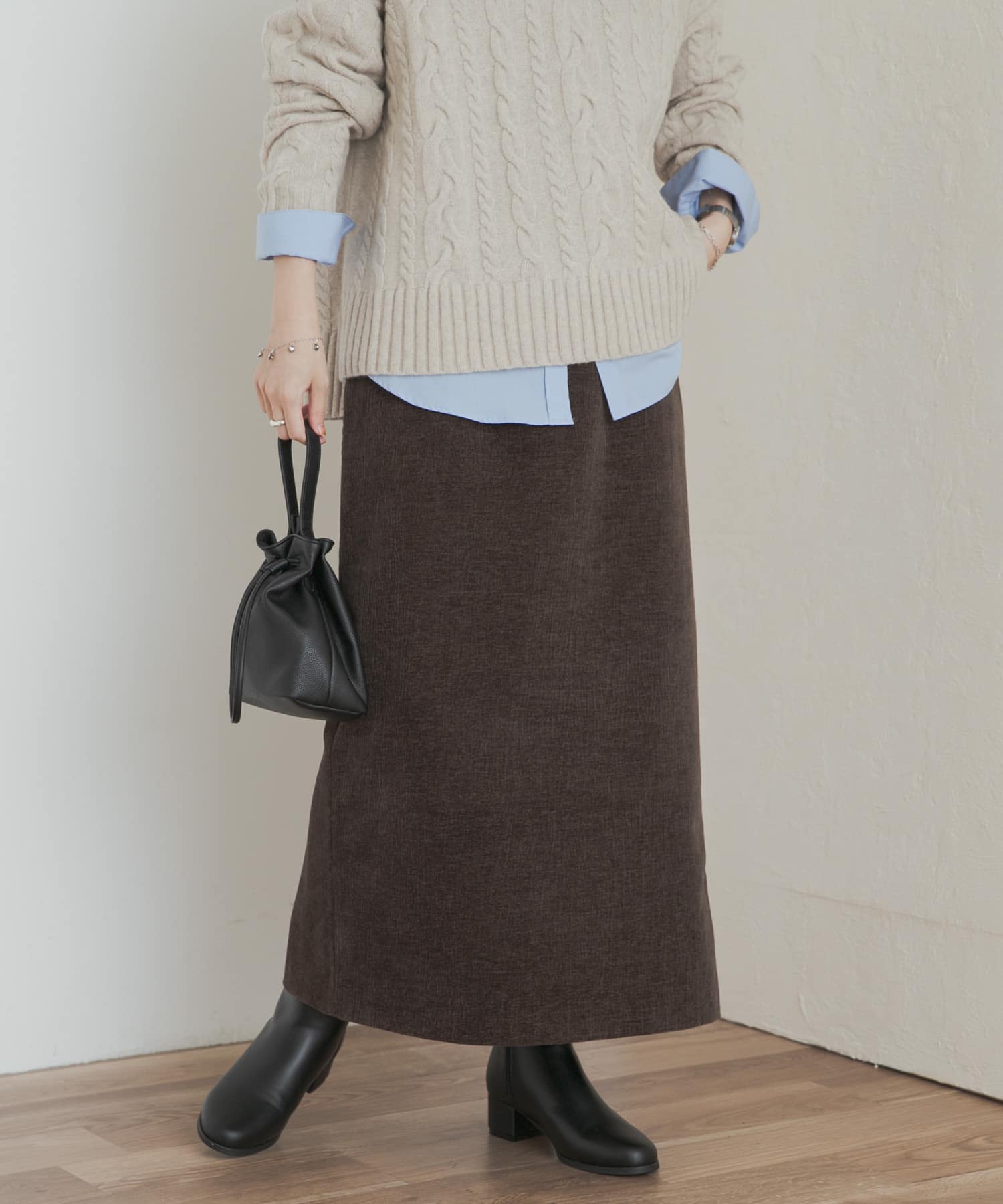 ベロアワッシャーIラインスカート