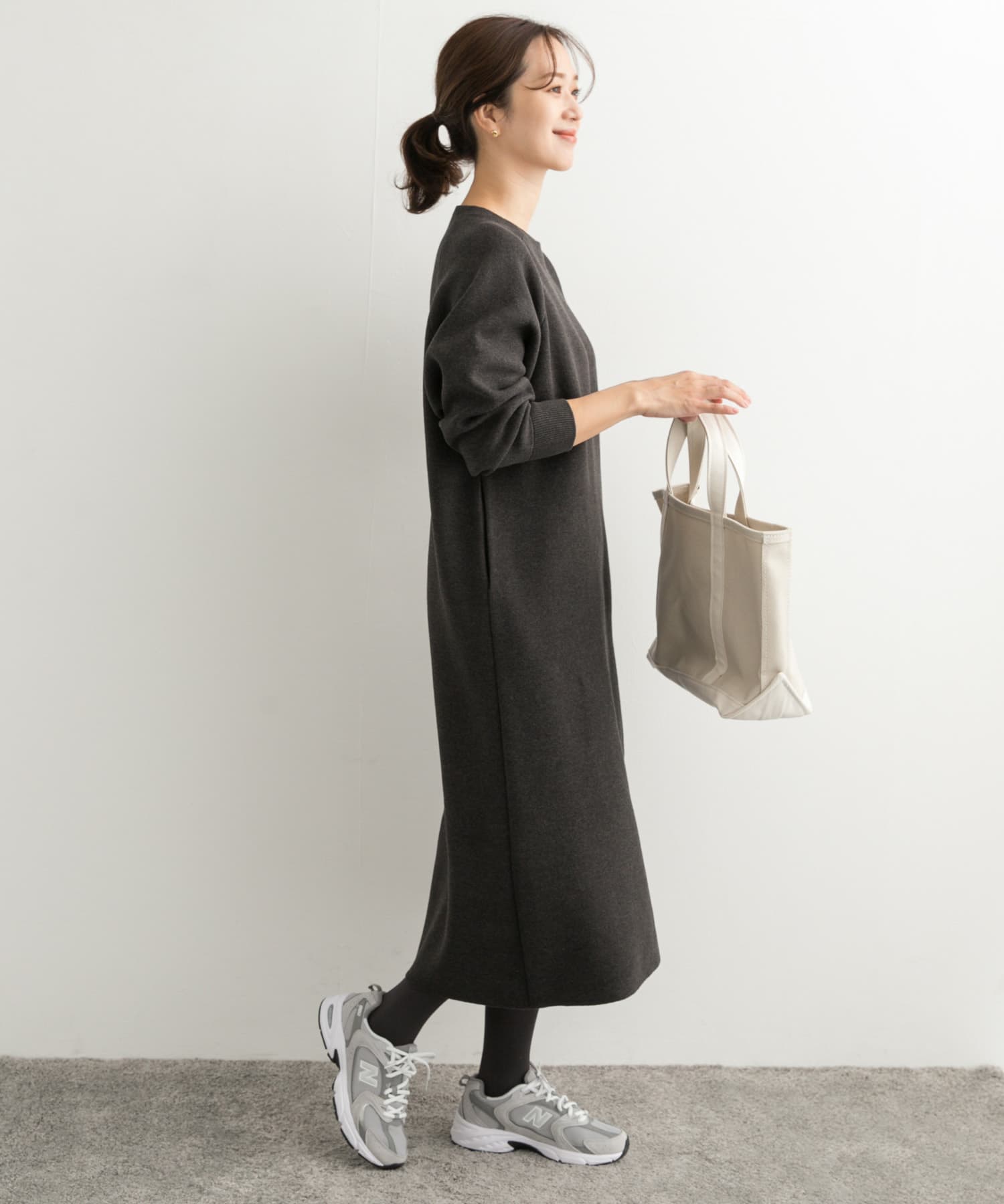 スウェットライクニットワンピース(Free L/BEG): ワンピース｜URBAN