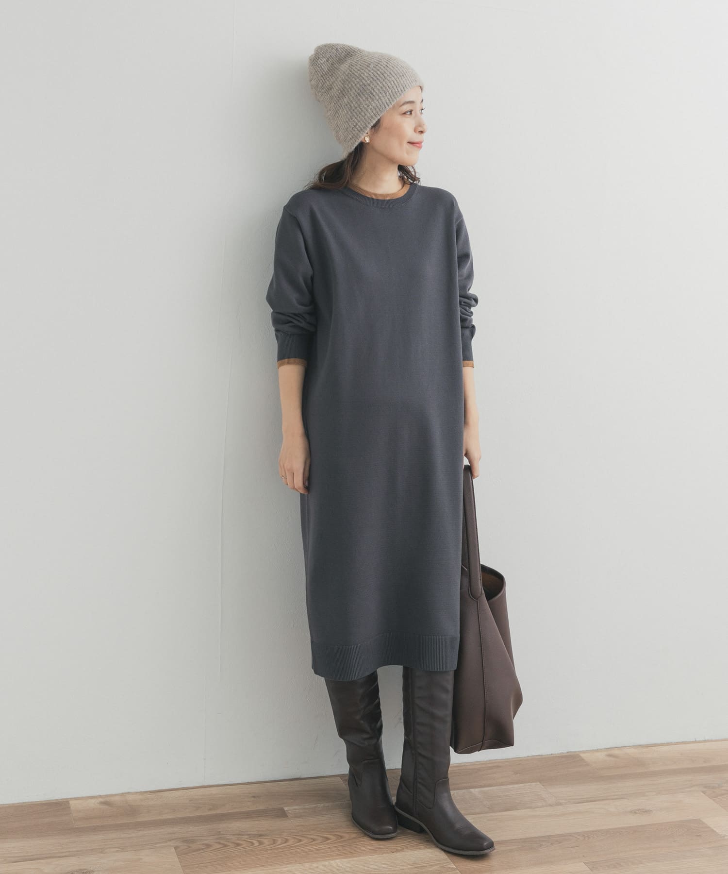 バイカラーKNITワンピース(Free CHARCOAL): ワンピース｜URBAN