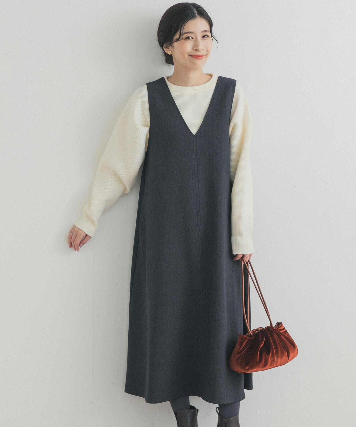 メランジBACKタックフレアジャンスカ