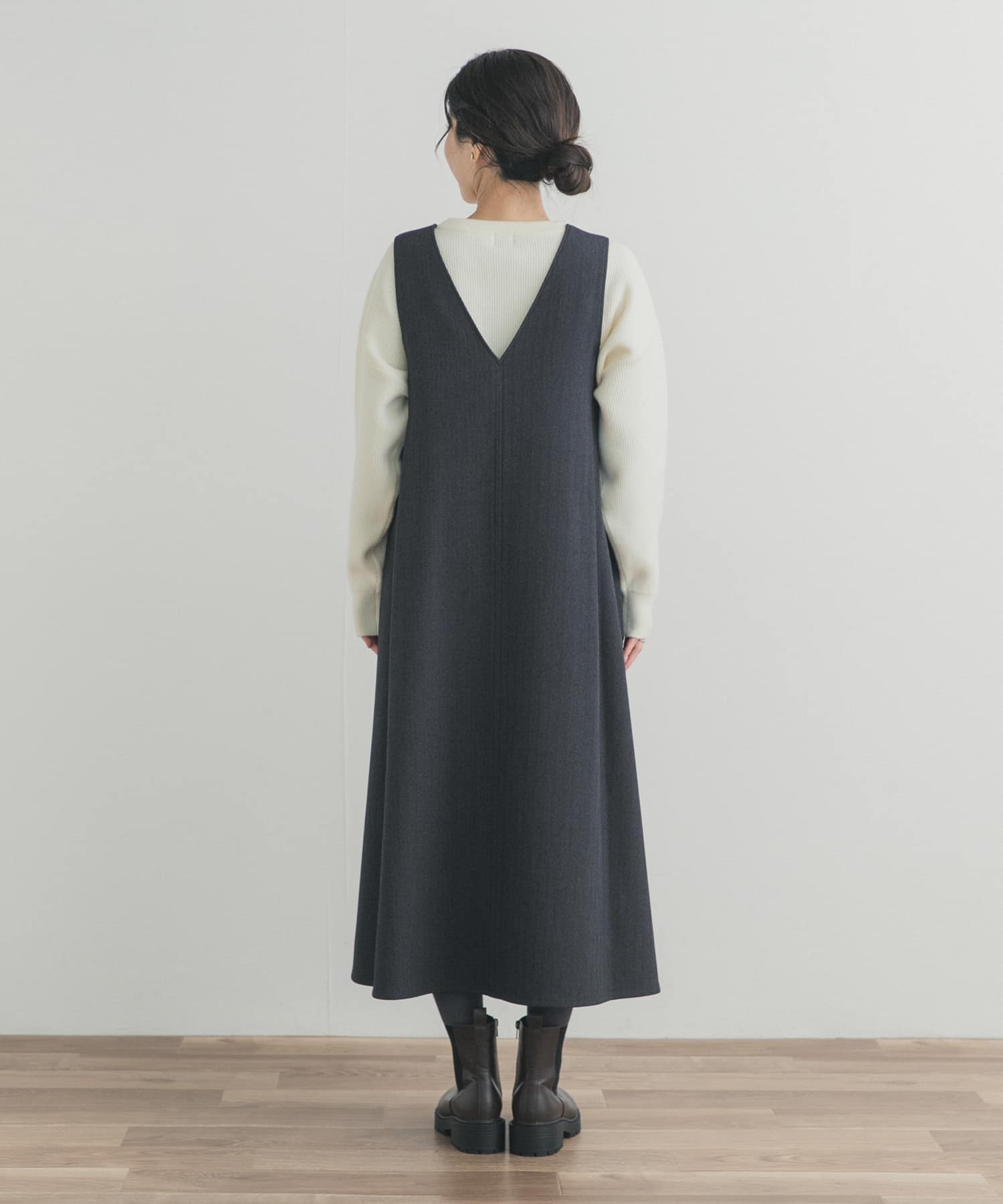 メランジBACKタックフレアジャンスカ CHARCOAL Free