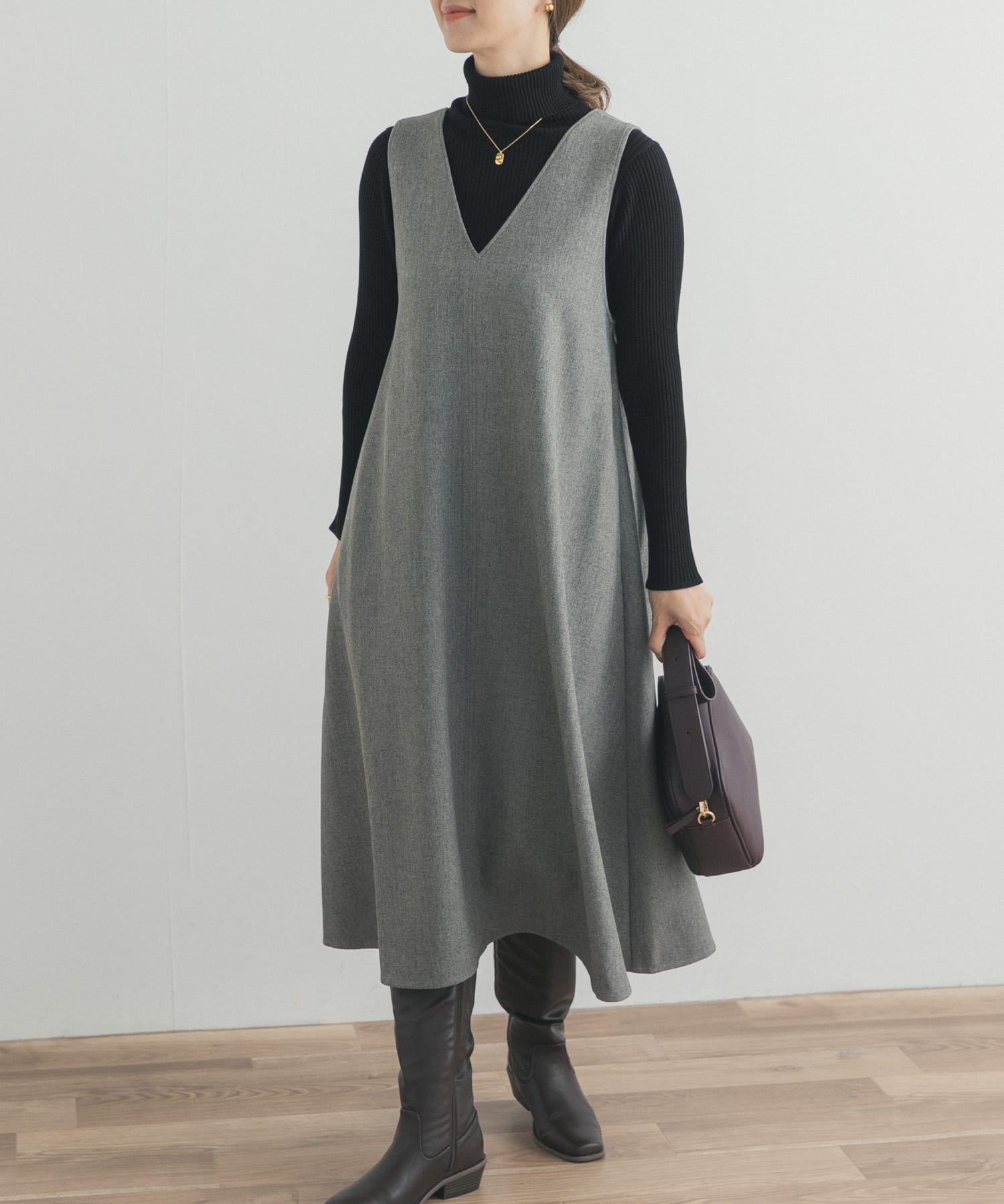 メランジBACKタックフレアジャンスカ