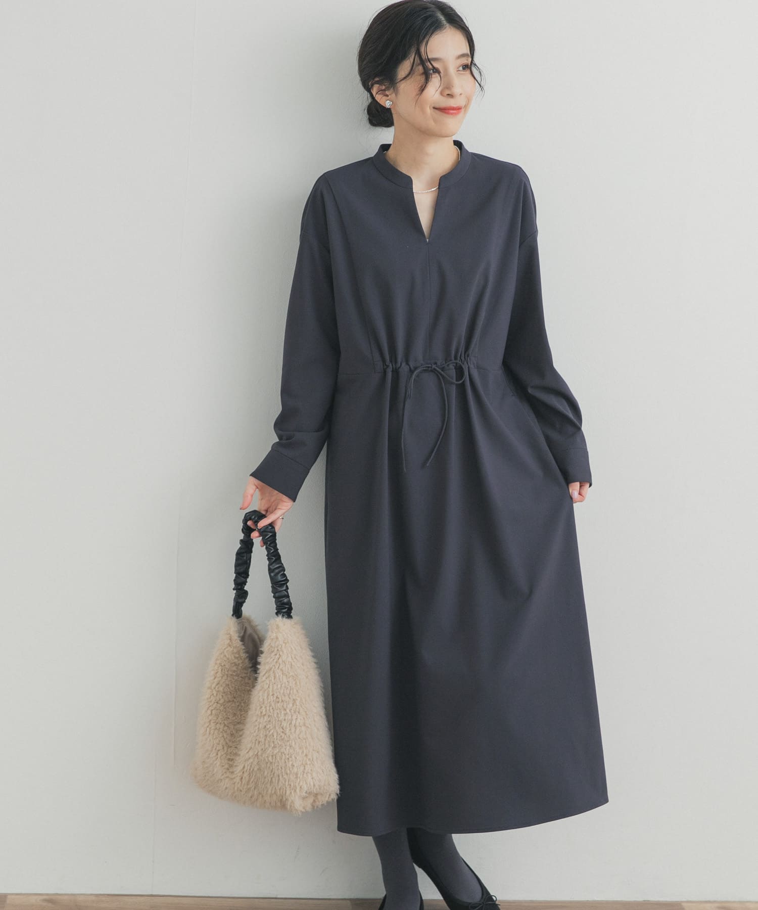 ドロストリボンフレアワンピース