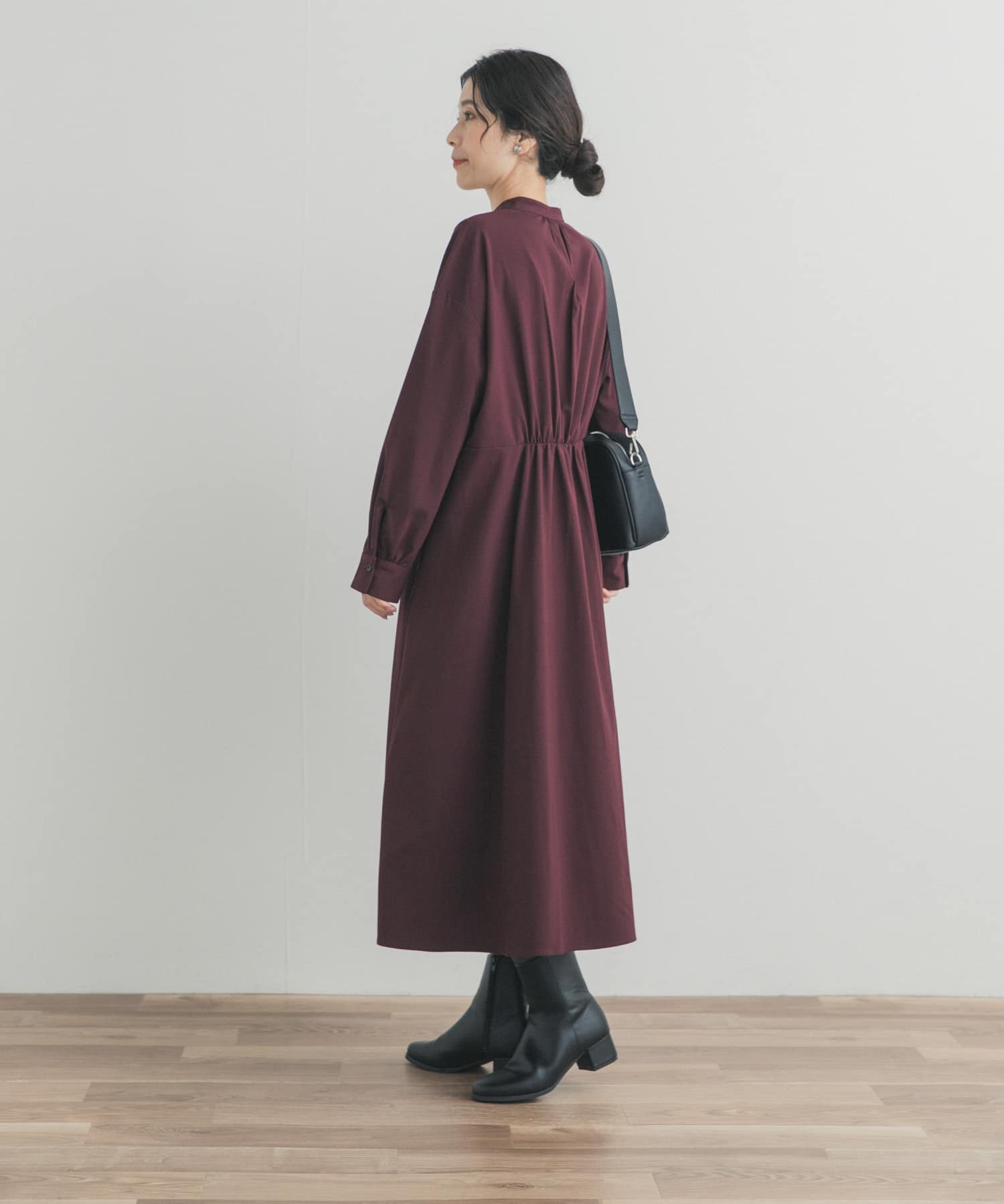 ドロストリボンフレアワンピース(Free BURGUNDY): ワンピース｜URBAN