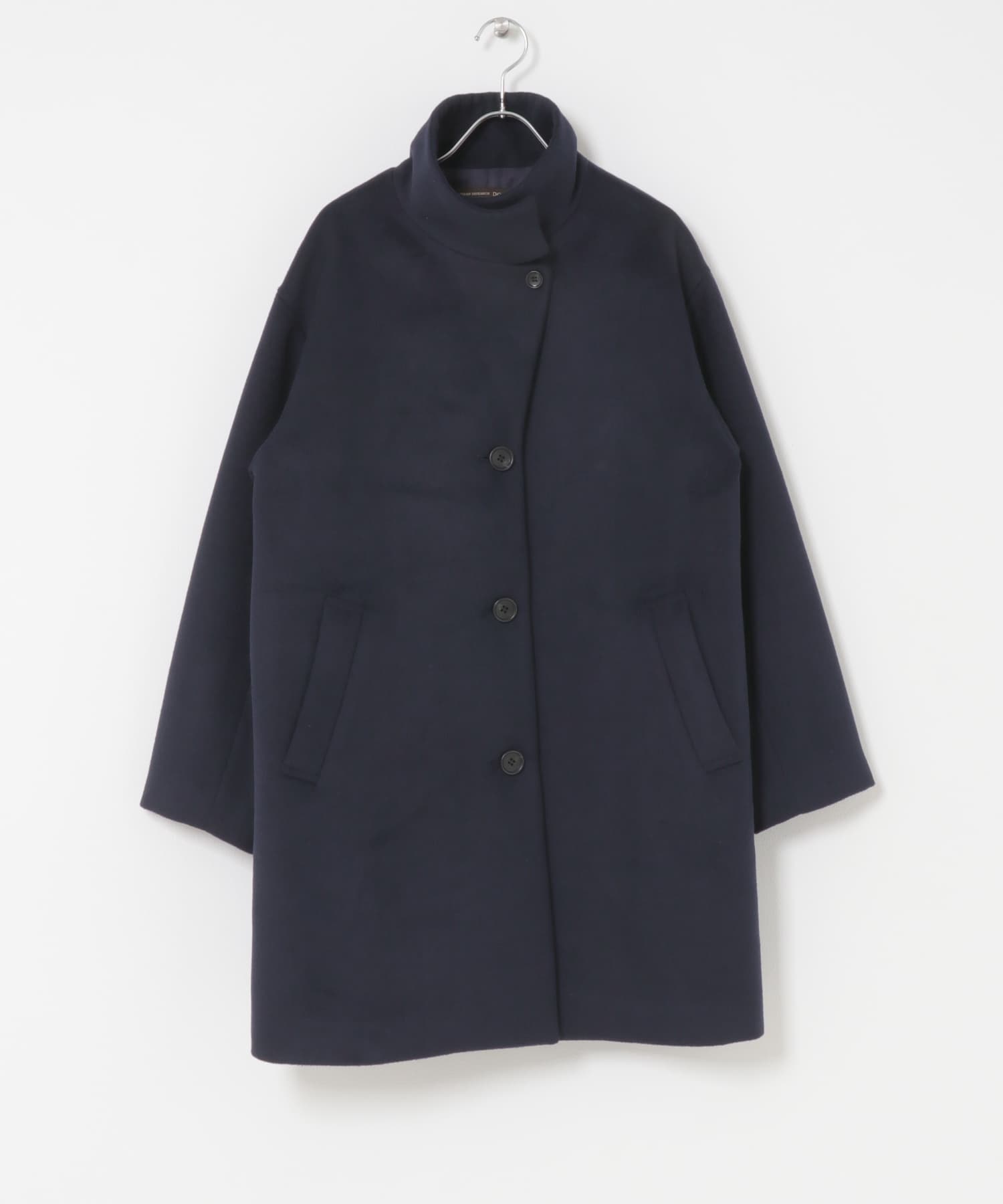 『UR TECH』スタンドカラーコート NAVY M