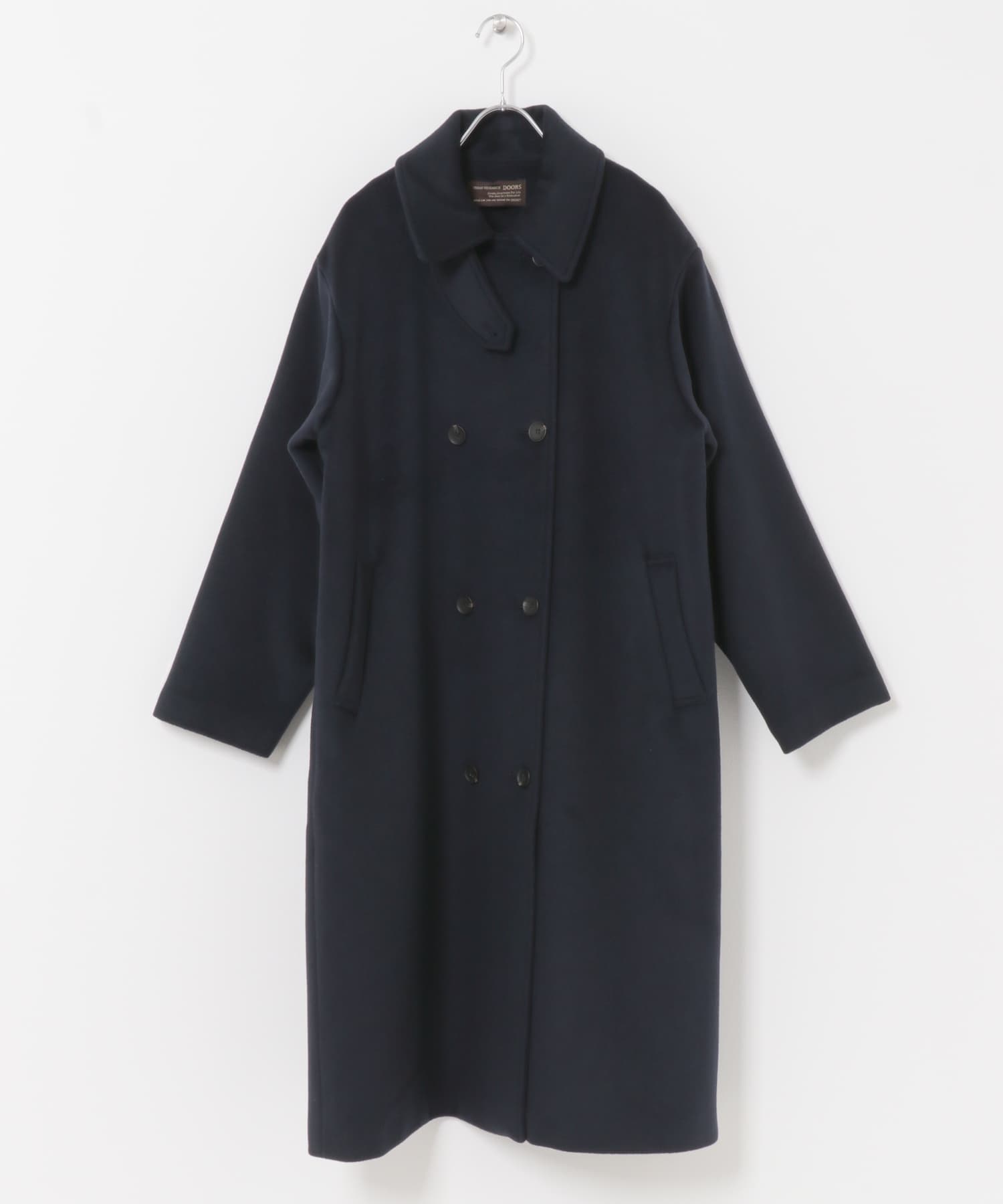 ウールロングコート NAVY M