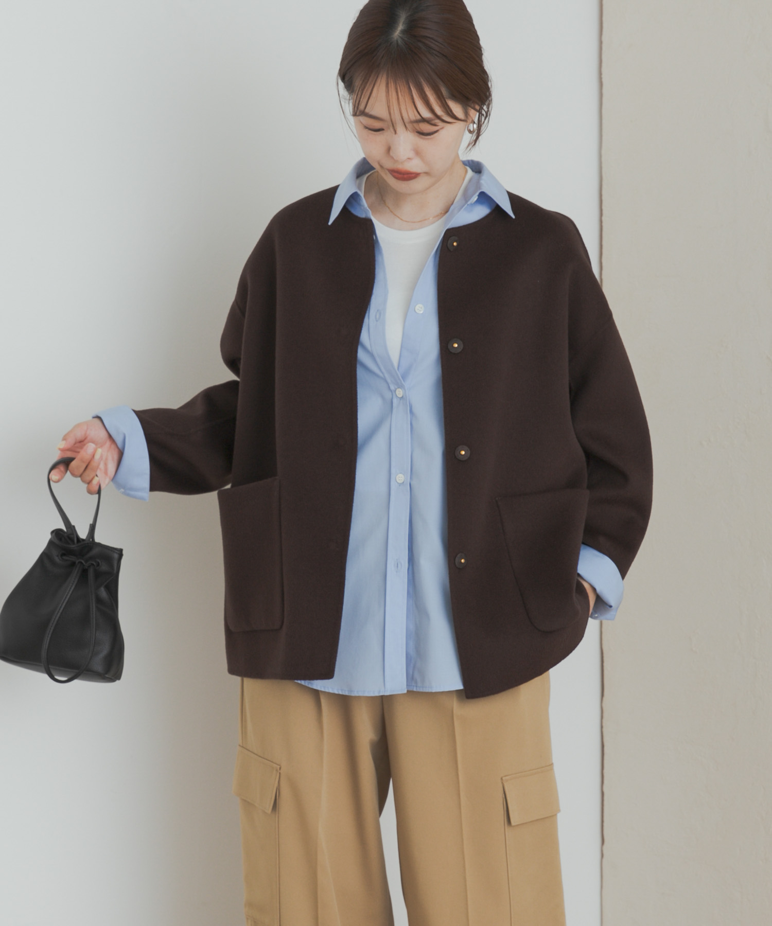 ウールリバーノーカーラミドルコート(M GRAY): アウター｜URBAN