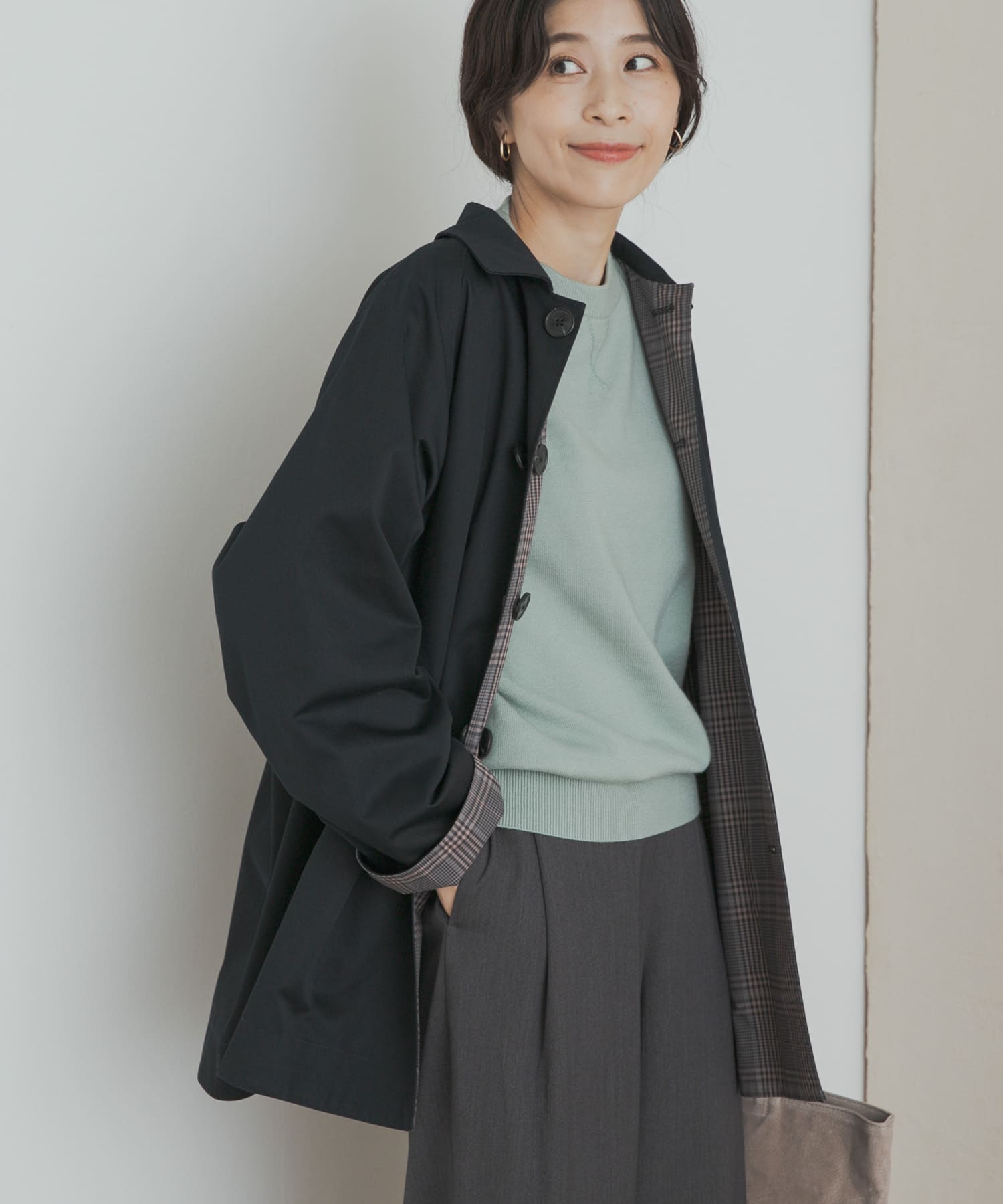 リバーシブルステンカラーコート