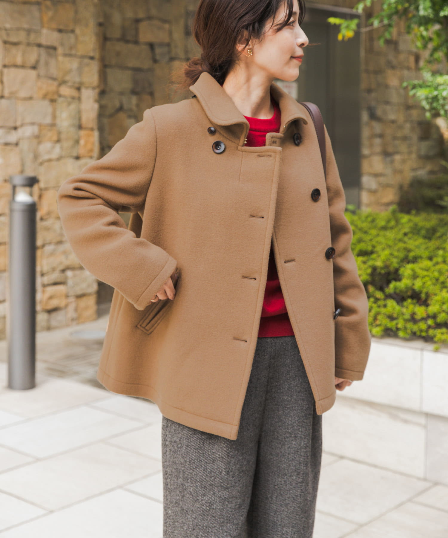 ショールカラー2WAYショートコート