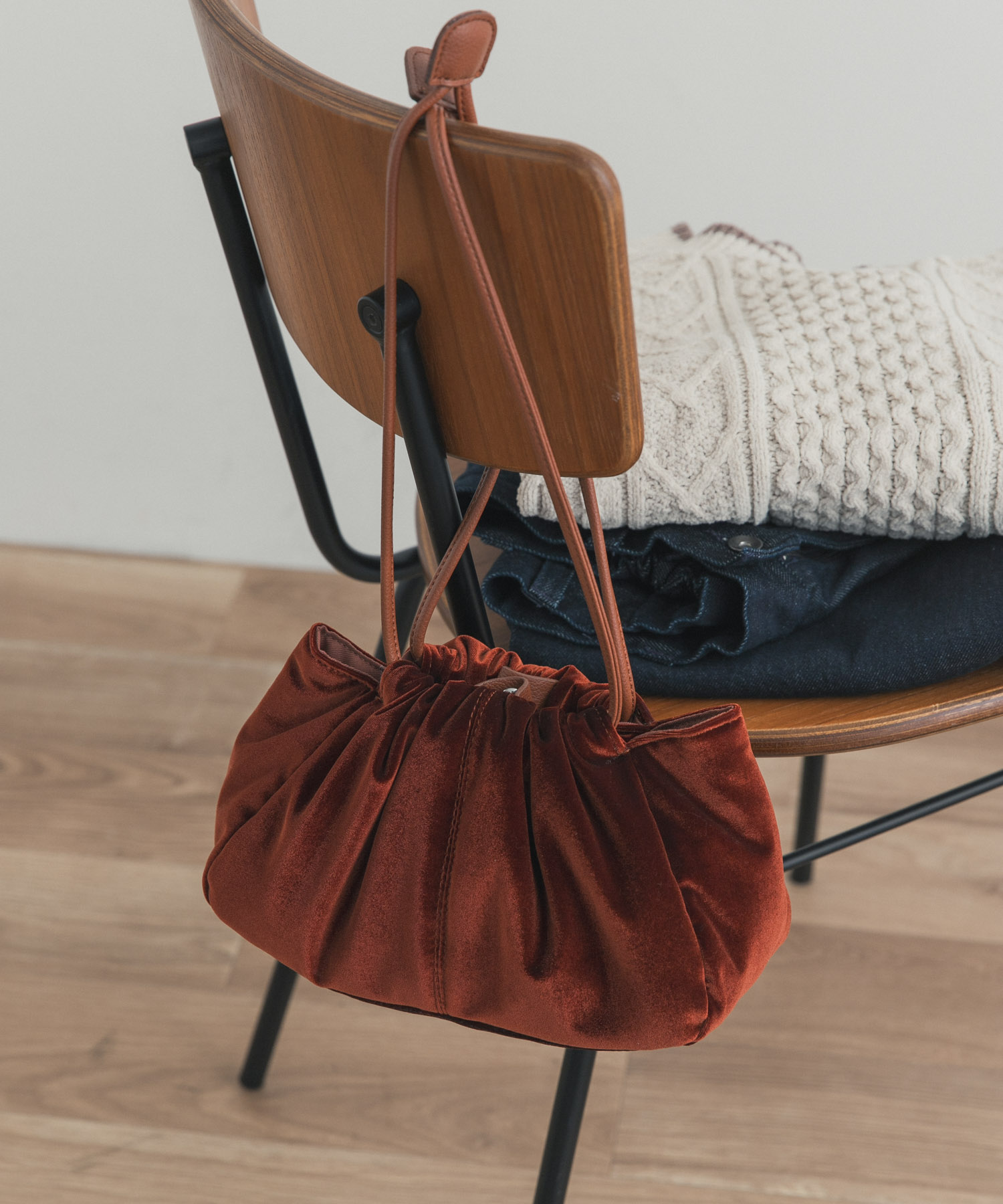 2wayベロア巾着ショルダー