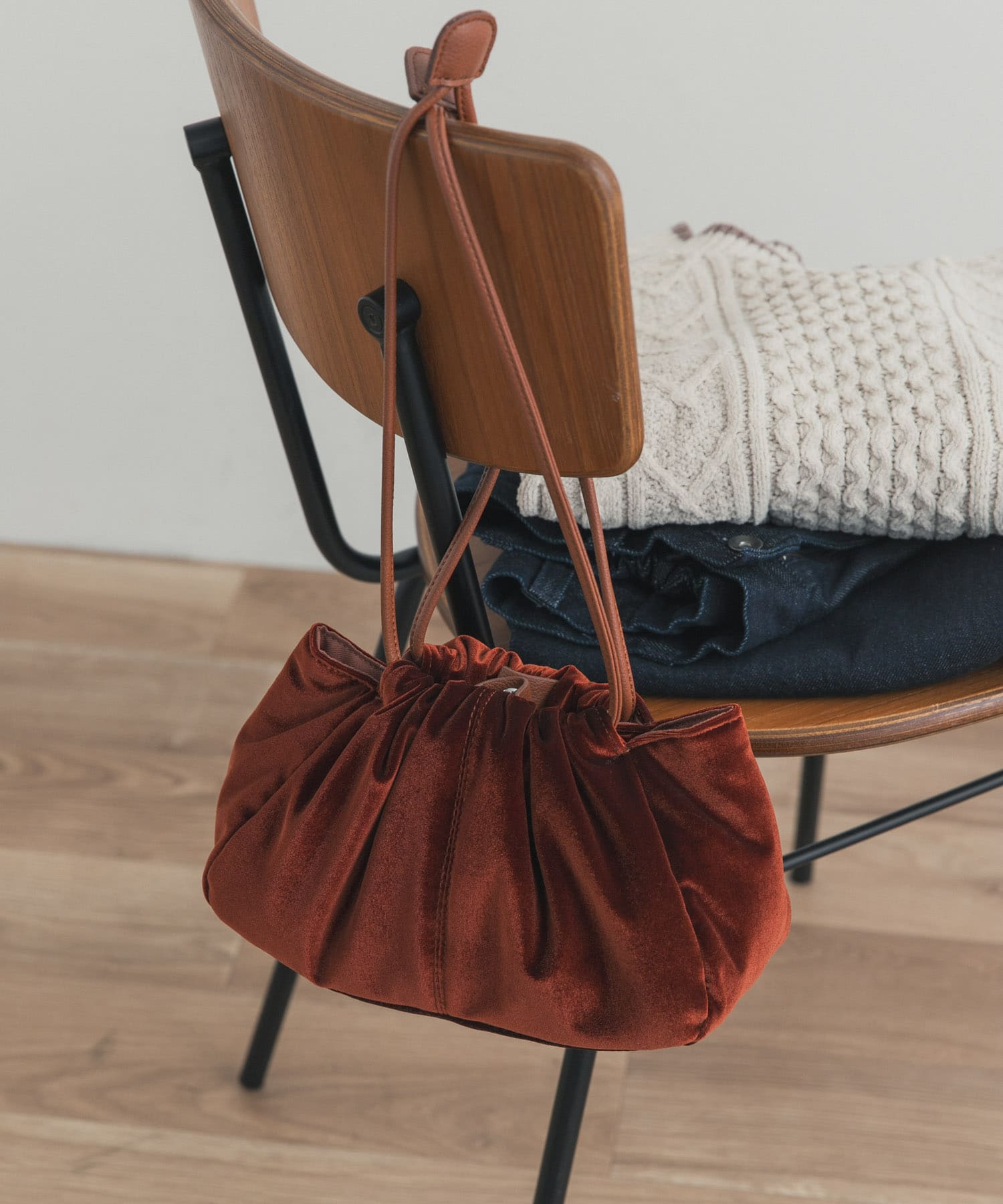 2wayベロア巾着ショルダー