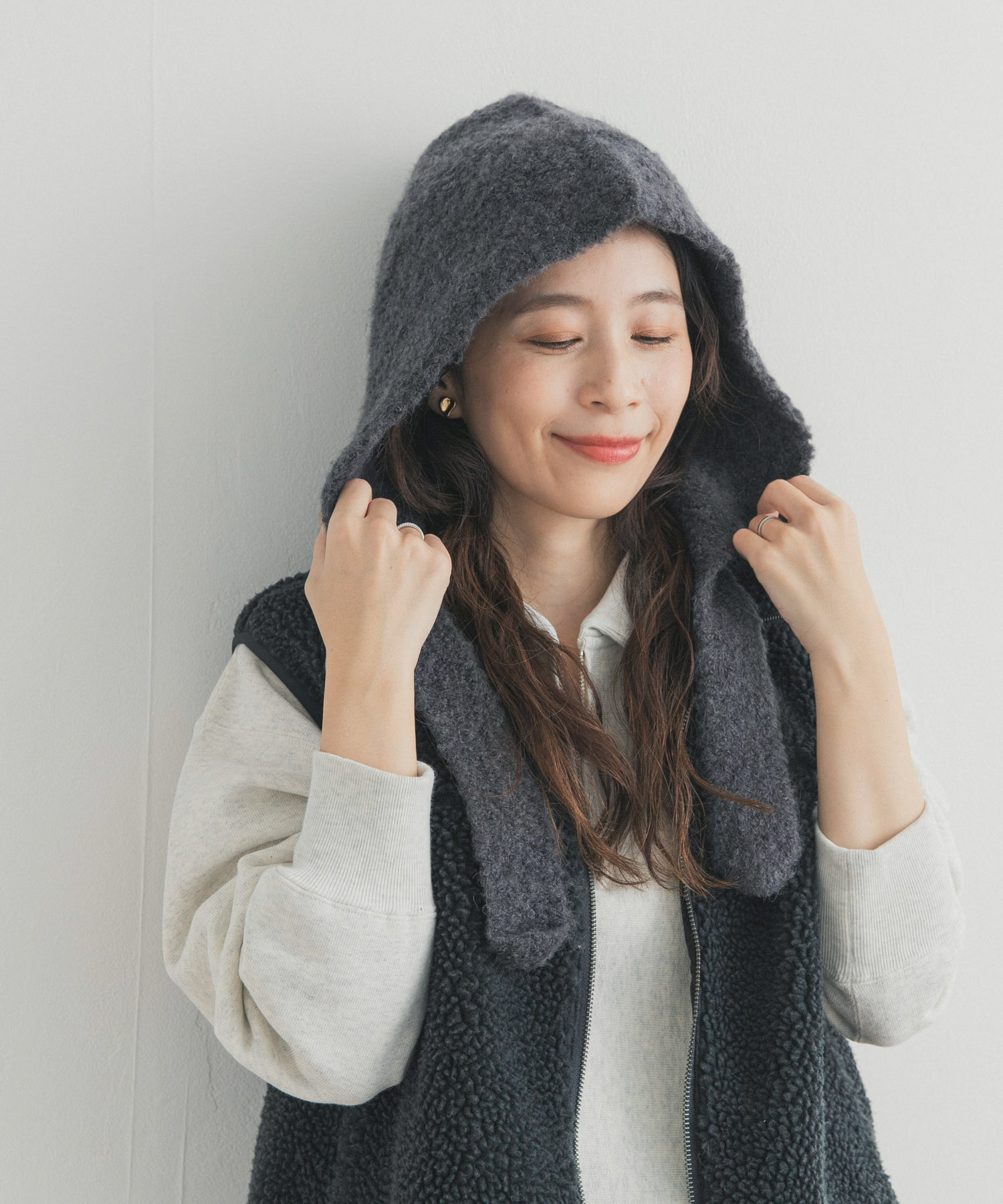 ウール混ニットバラクラバ帽