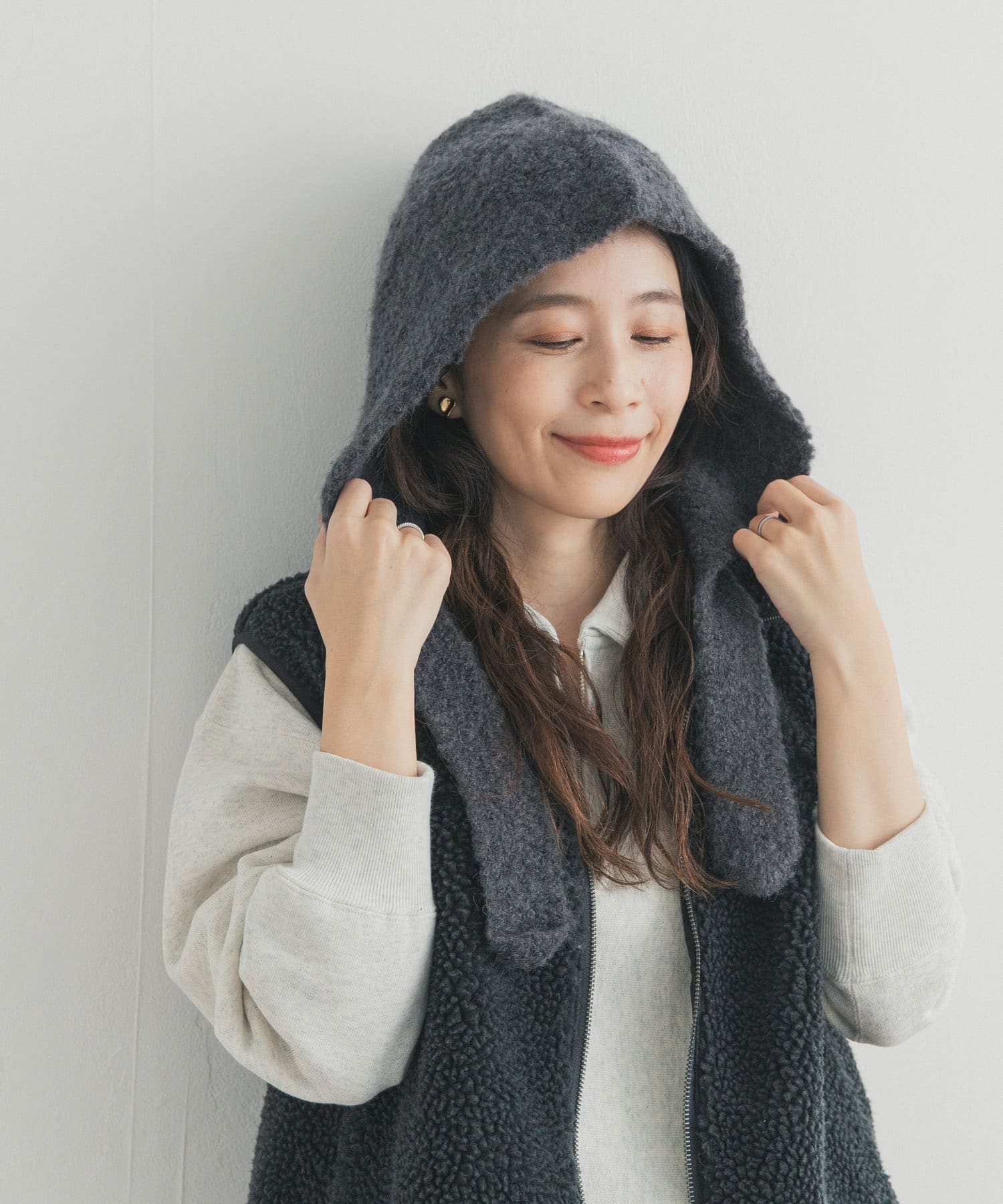 ウール混ニットバラクラバ帽