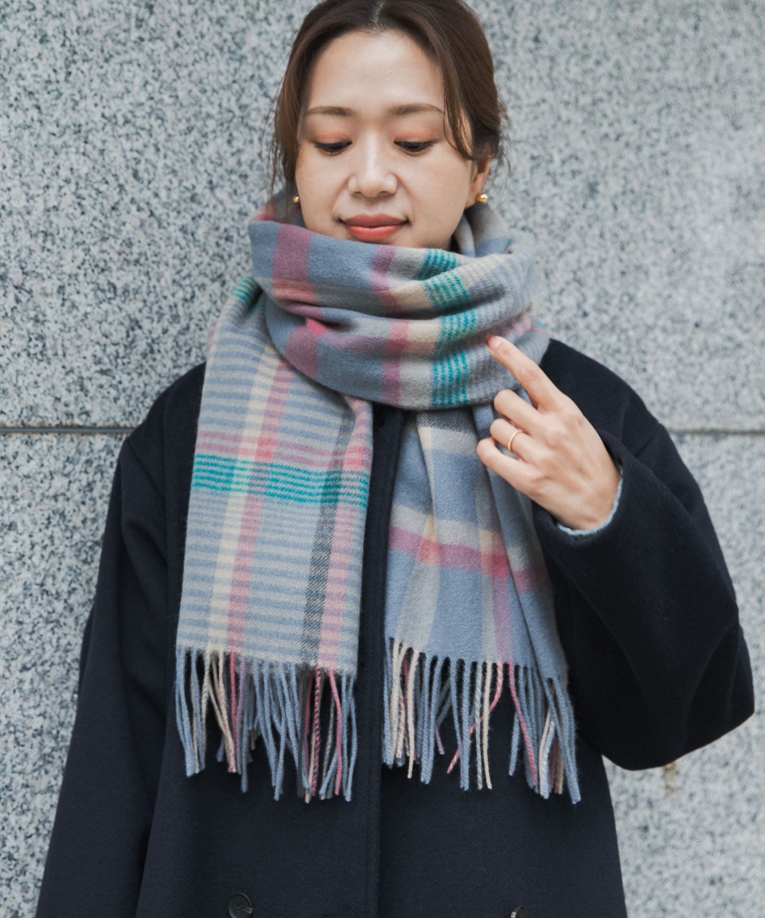 ウールチェックストール