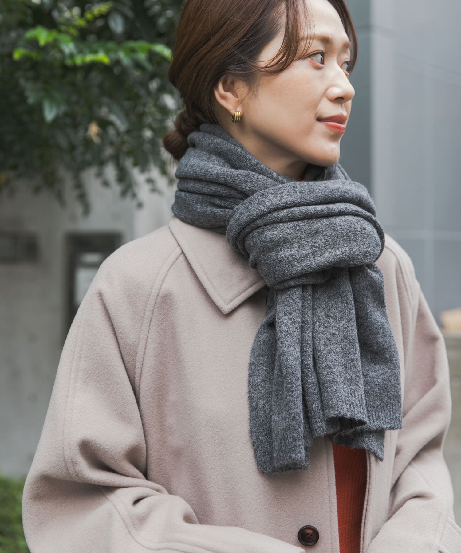 メランジニットストール L.GRAY one