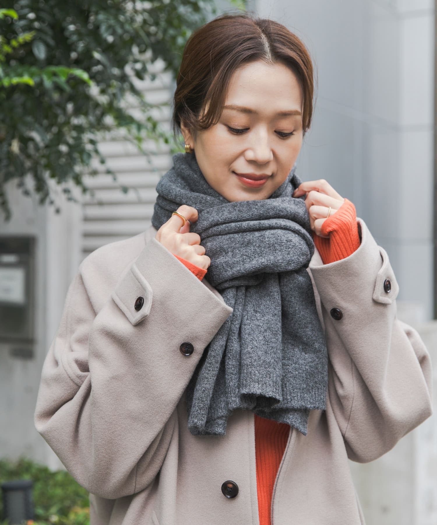 メランジニットストール L.GRAY one