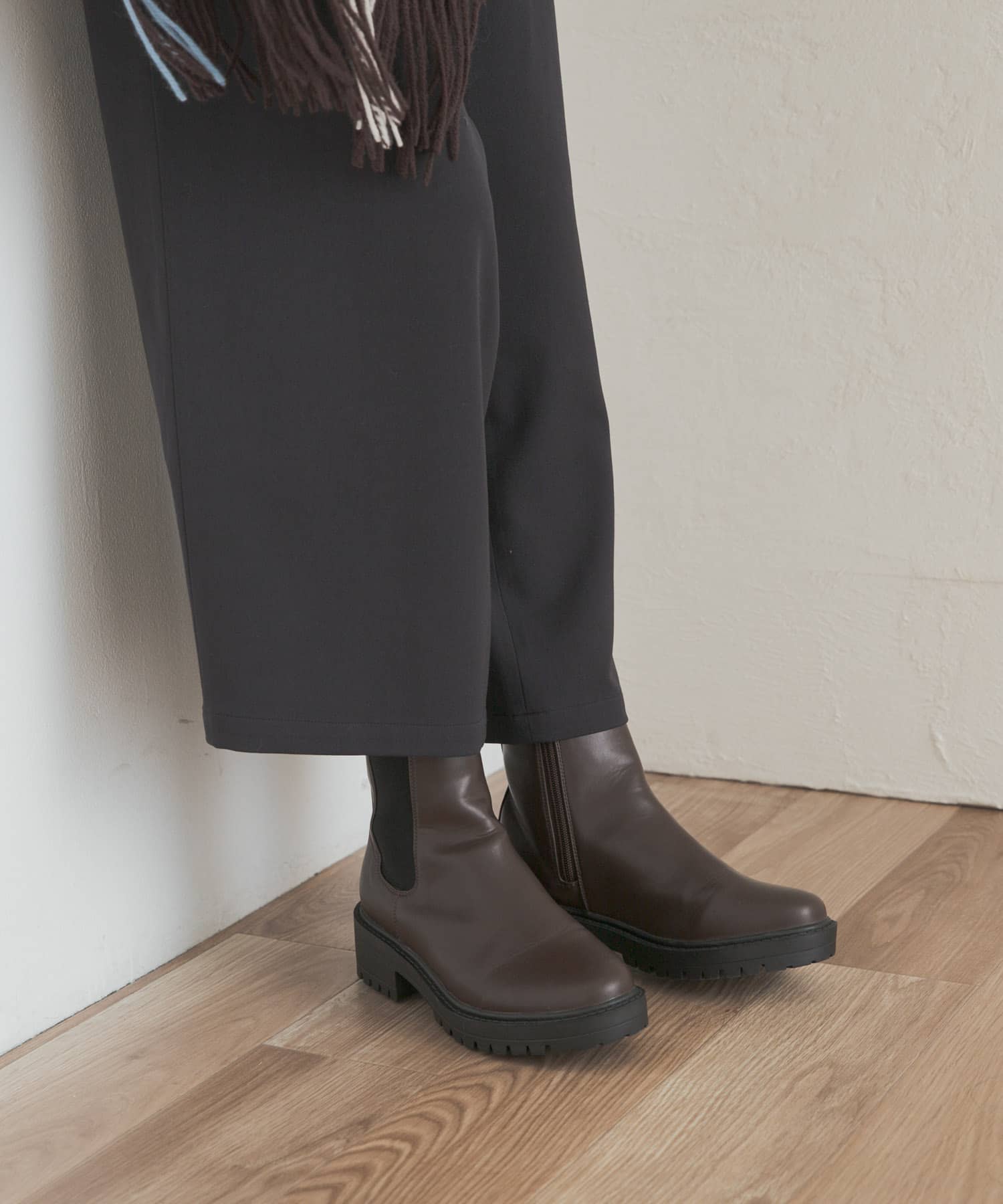 『晴雨兼用』トラックソールブーツ BROWN 36