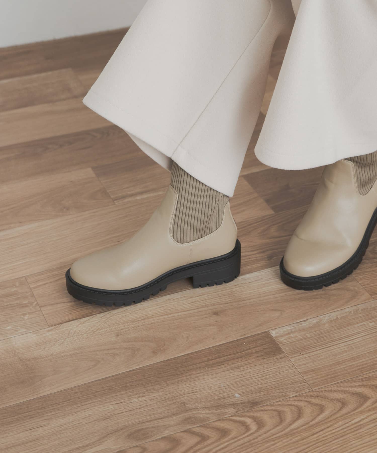 ニットドッキングブーツ BEIGE 36