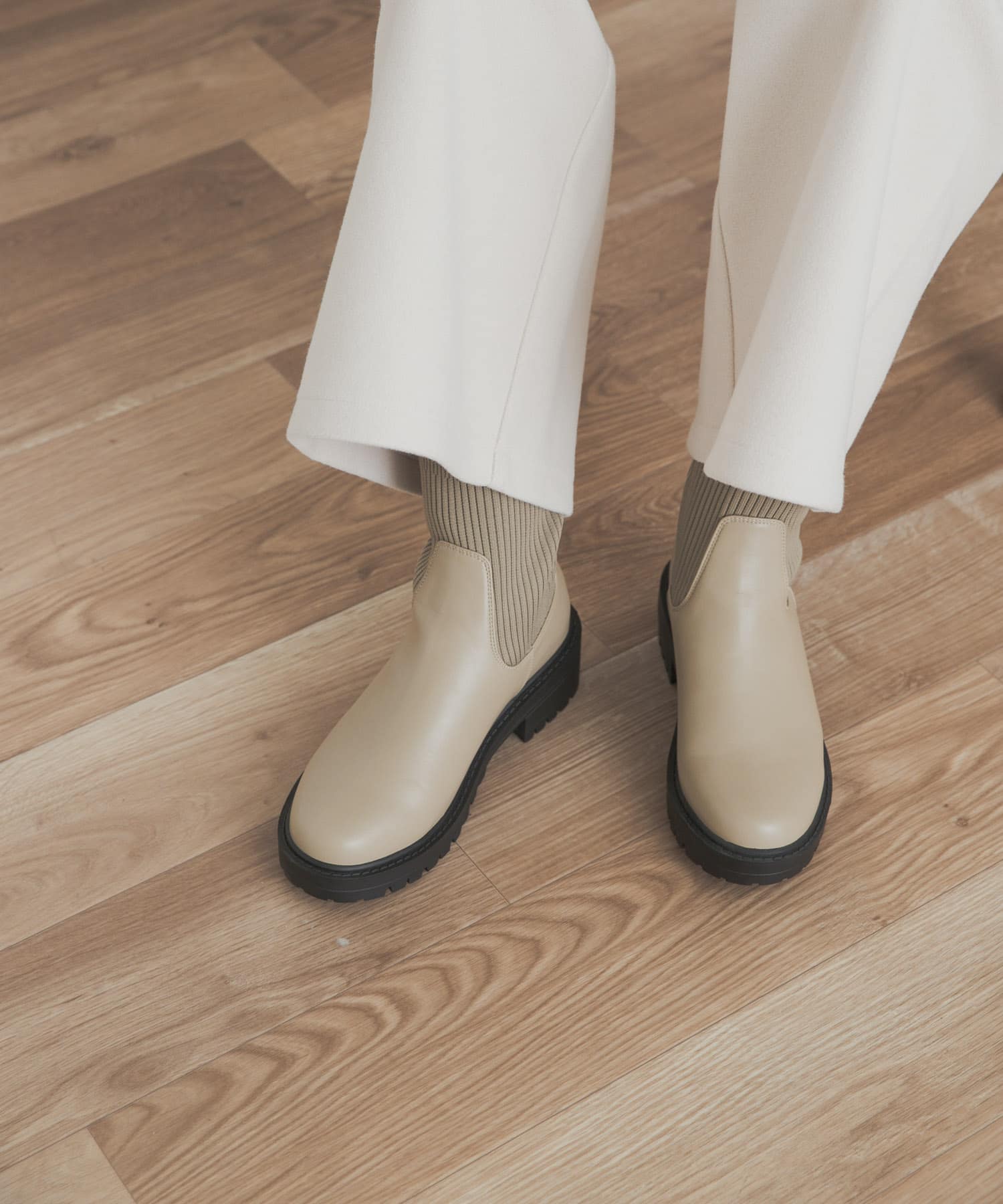 ニットドッキングブーツ BEIGE 36