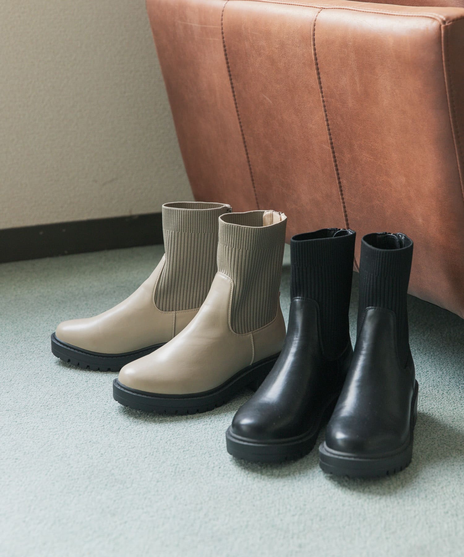 ニットドッキングブーツ BEIGE 36