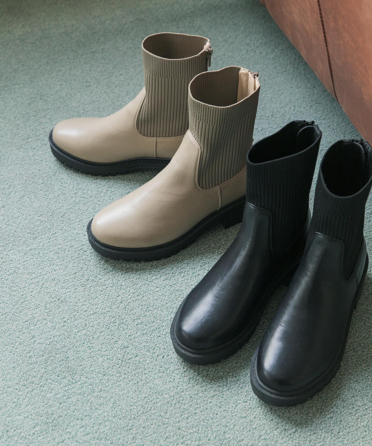 ニットドッキングブーツ BEIGE 36