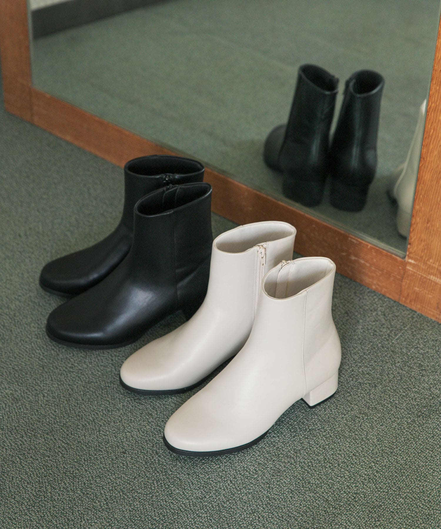 チャンキーヒールブーツ IVORY 36