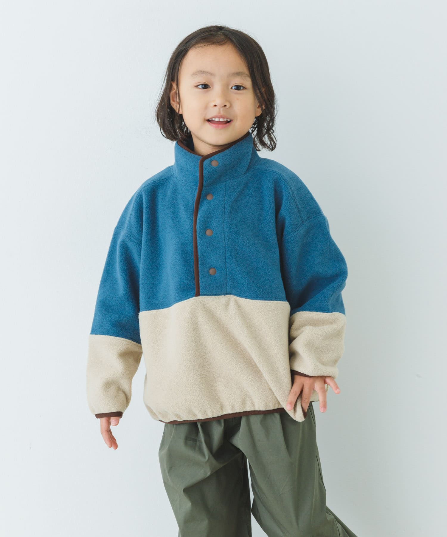 フリースバイカラープルオーバー(KIDS)