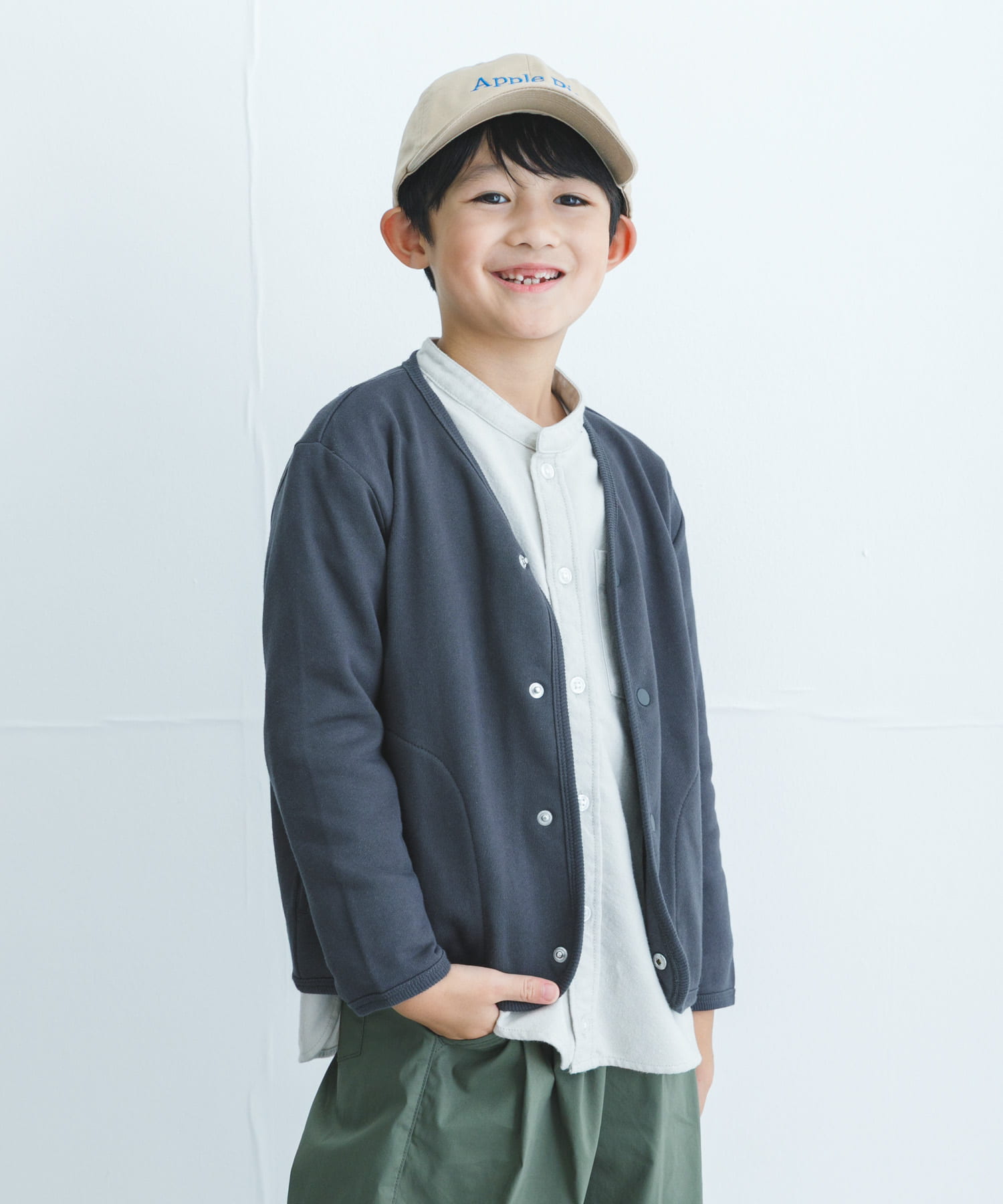 裏毛Vネックカーディガン(KIDS)