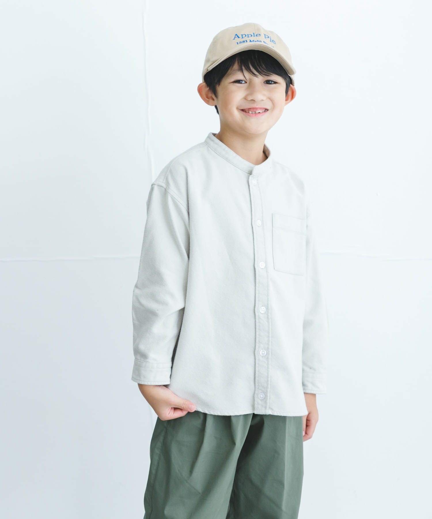 『親子リンク』起毛ネルバンドカラーシャツ(KIDS)