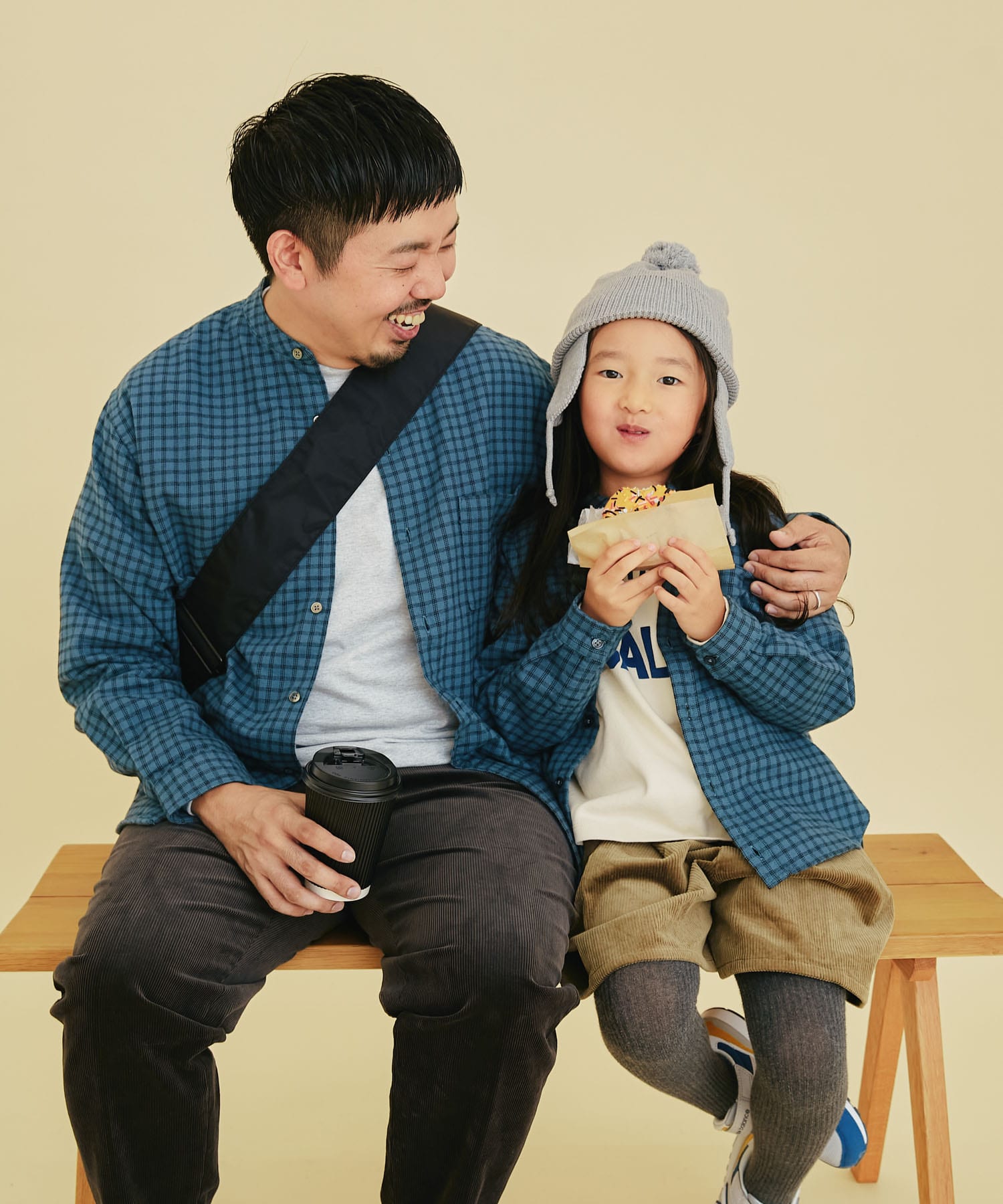 『親子リンク』起毛ネルバンドカラーシャツ(KIDS)