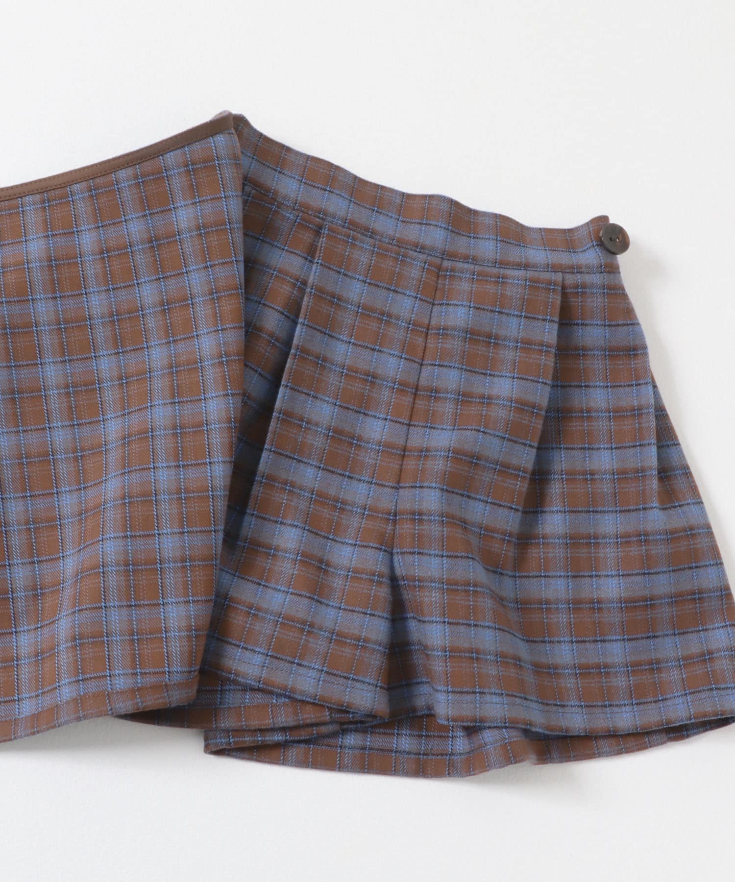 『WEB/一部店舗限定サイズ』チェックラップキュロット(KIDS) BLU×BRN 105