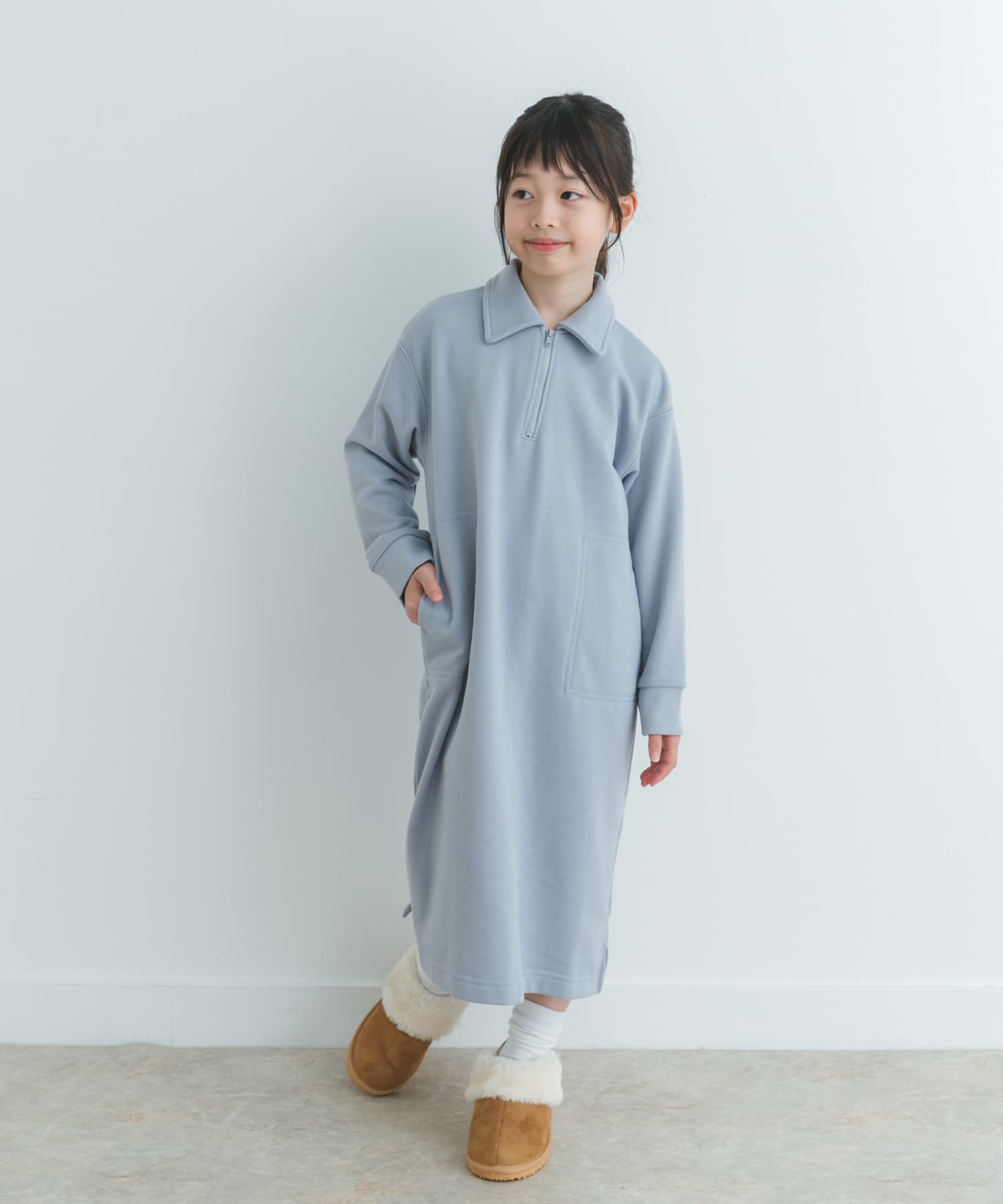 『WEB/一部店舗限定サイズ』裏毛ハーフジップワンピース(KIDS)