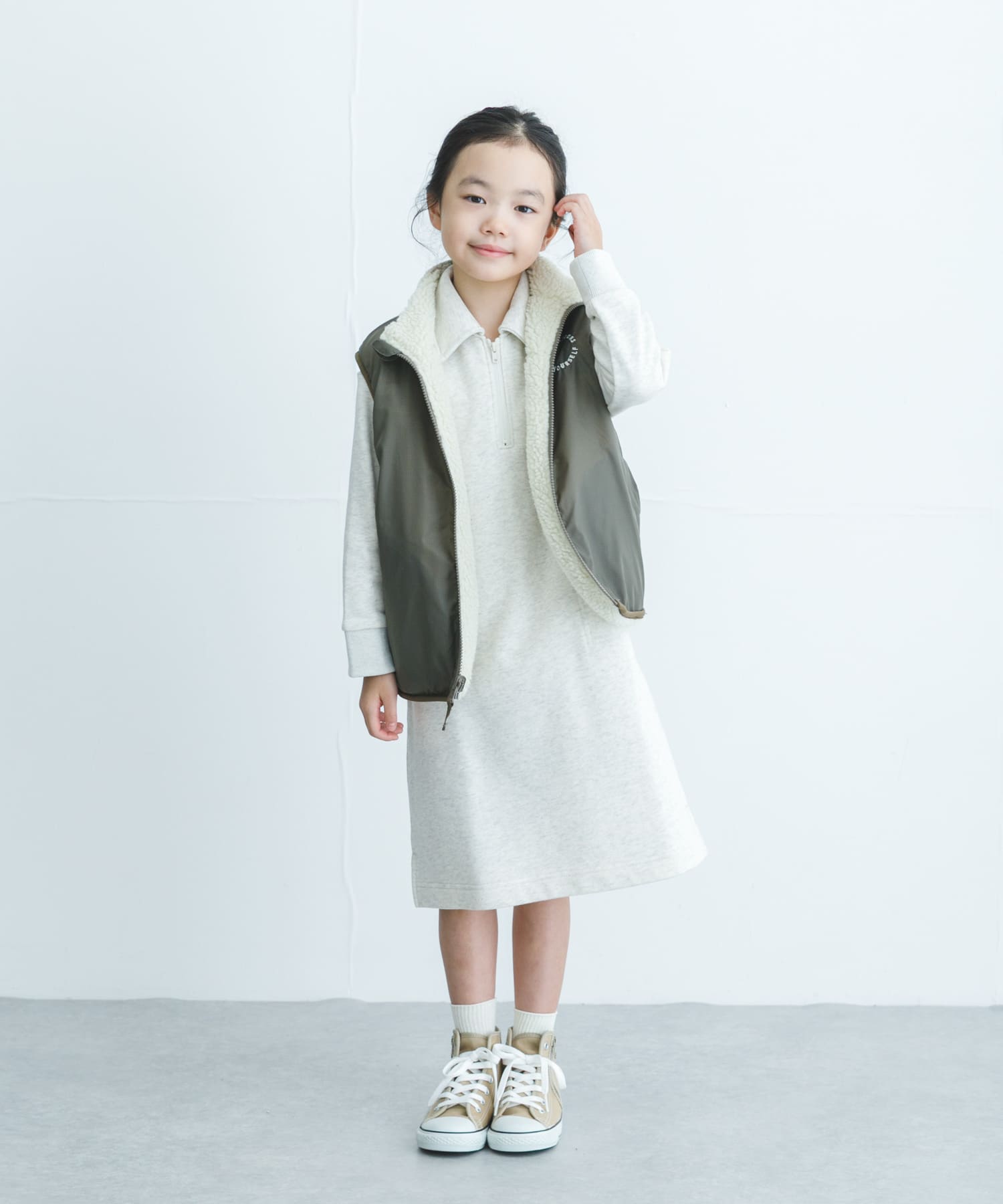 『WEB/一部店舗限定サイズ』裏毛ハーフジップワンピース(KIDS)