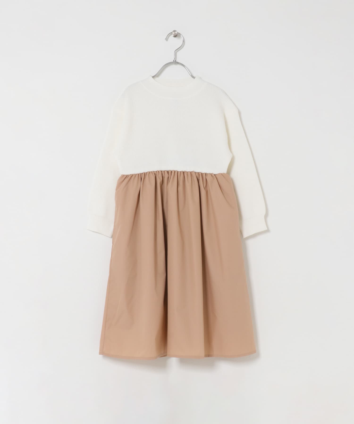 『親子リンク』ニットドッキングワンピース(KIDS) OFF×BEIGE 105(100-110)
