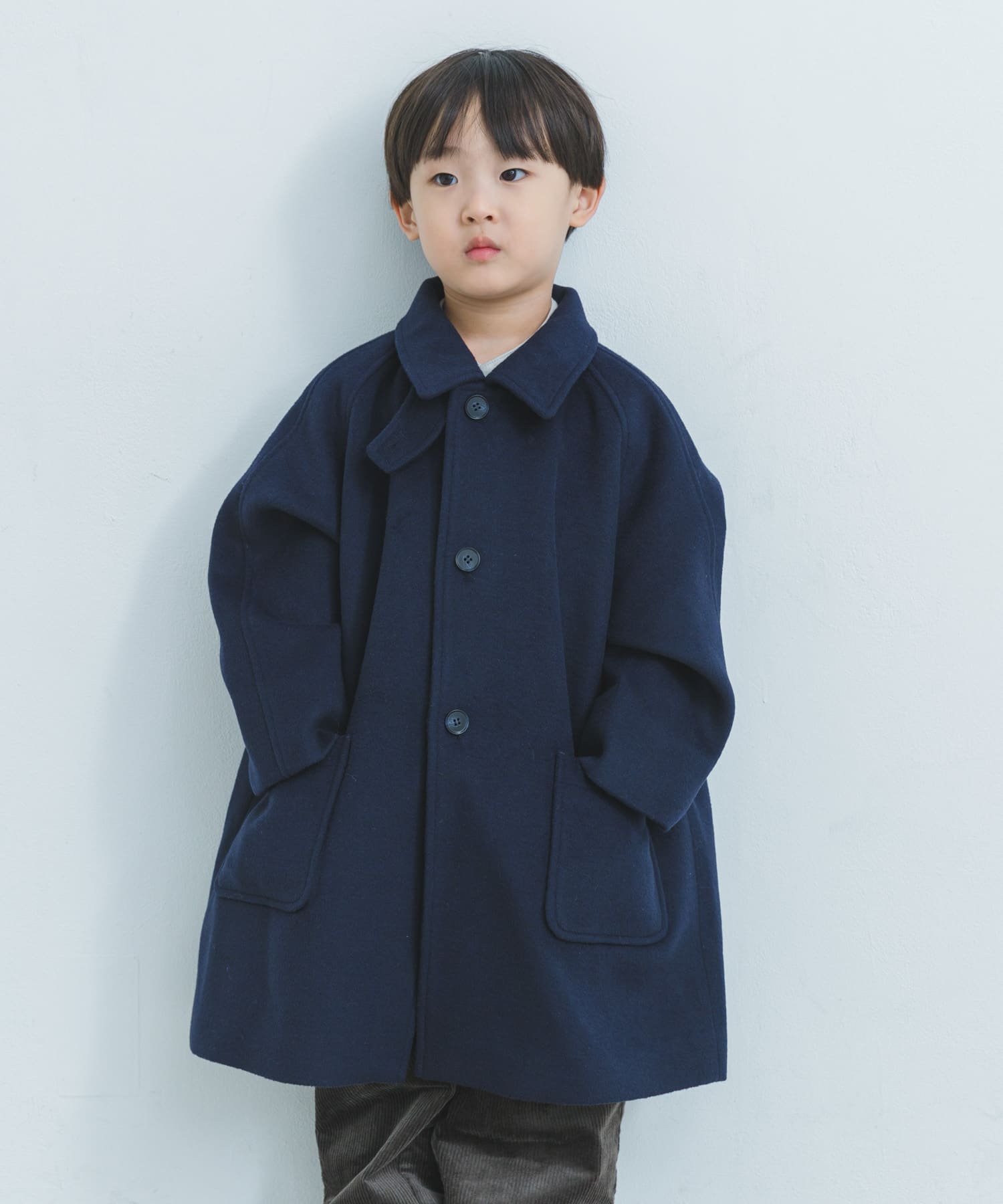 ステンカラーウール混コート(KIDS)(105(100-110) L.GRAY): キッズ