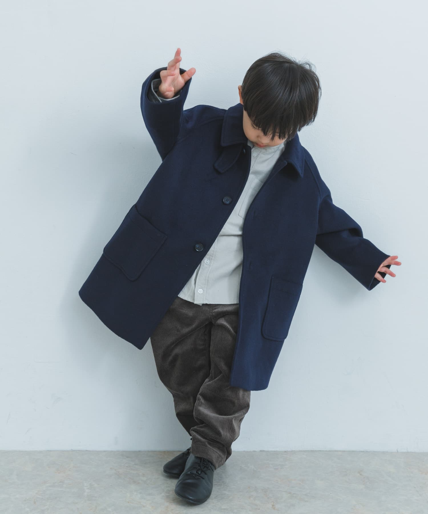 ステンカラーウール混コート(KIDS)(105(100-110) L.GRAY): キッズ