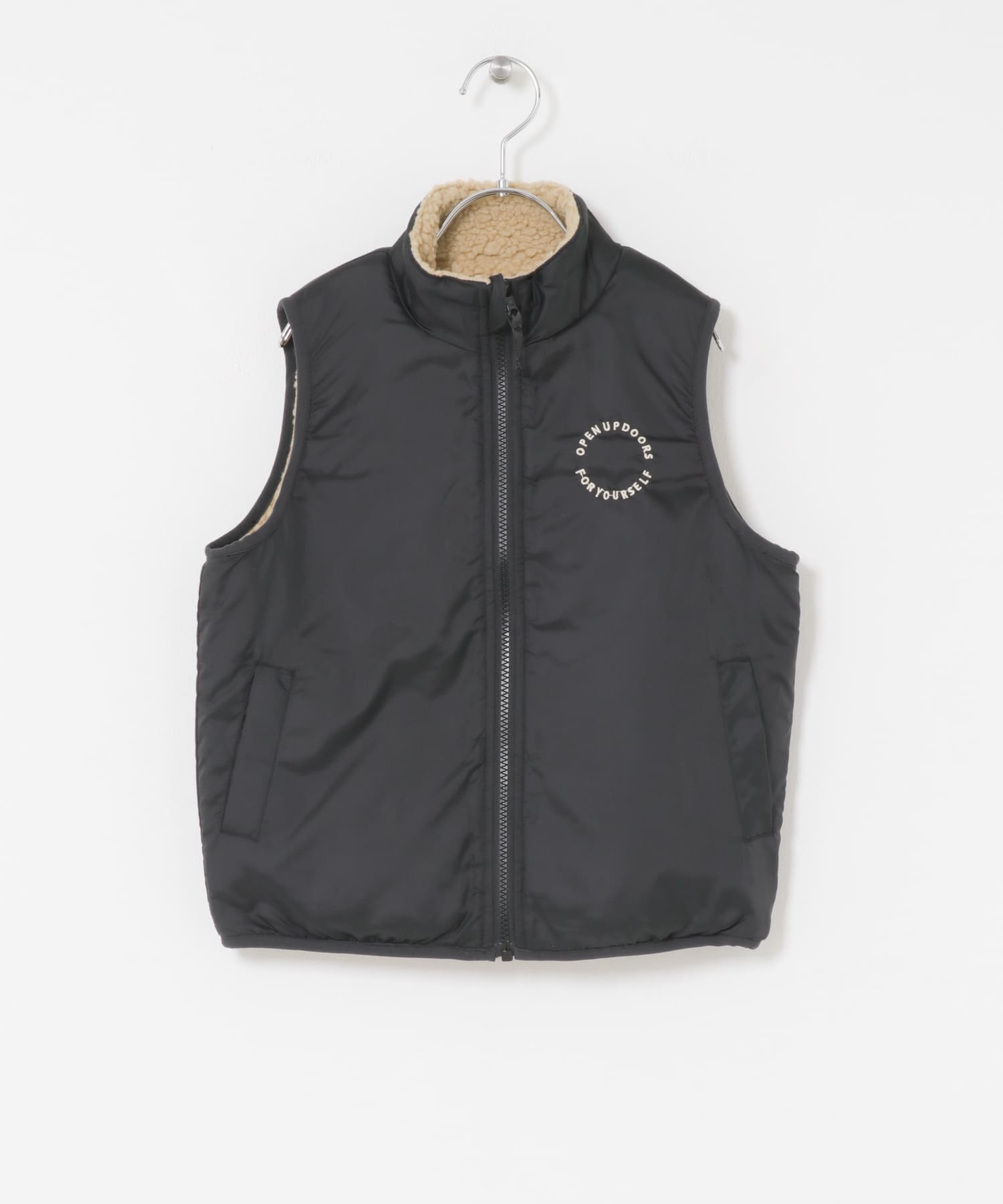 リバーシブルボアベスト(KIDS) BLK×BE 105