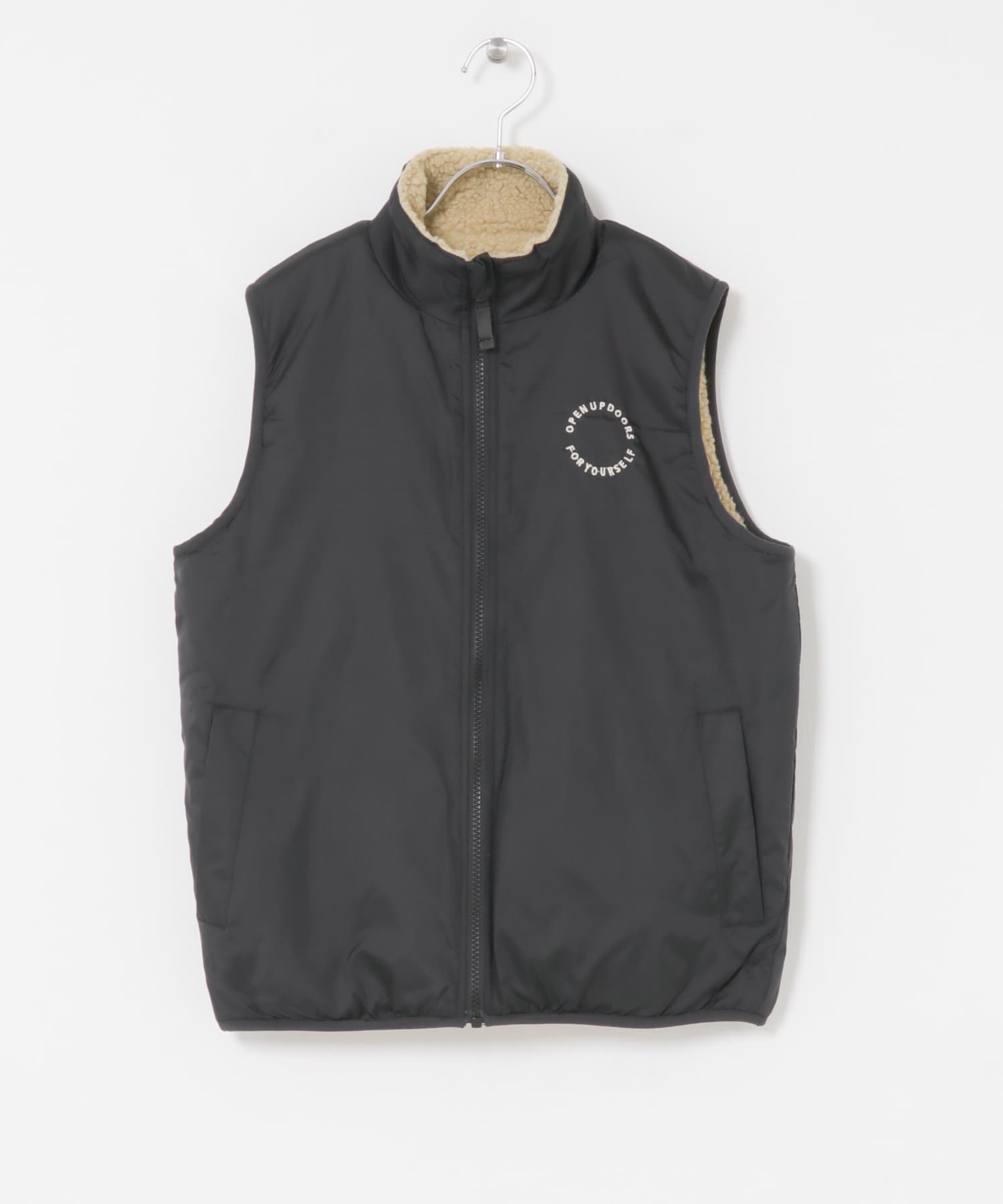 『WEB/一部店舗限定』リバーシブルボアベスト(KIDS) BLK×BE 150