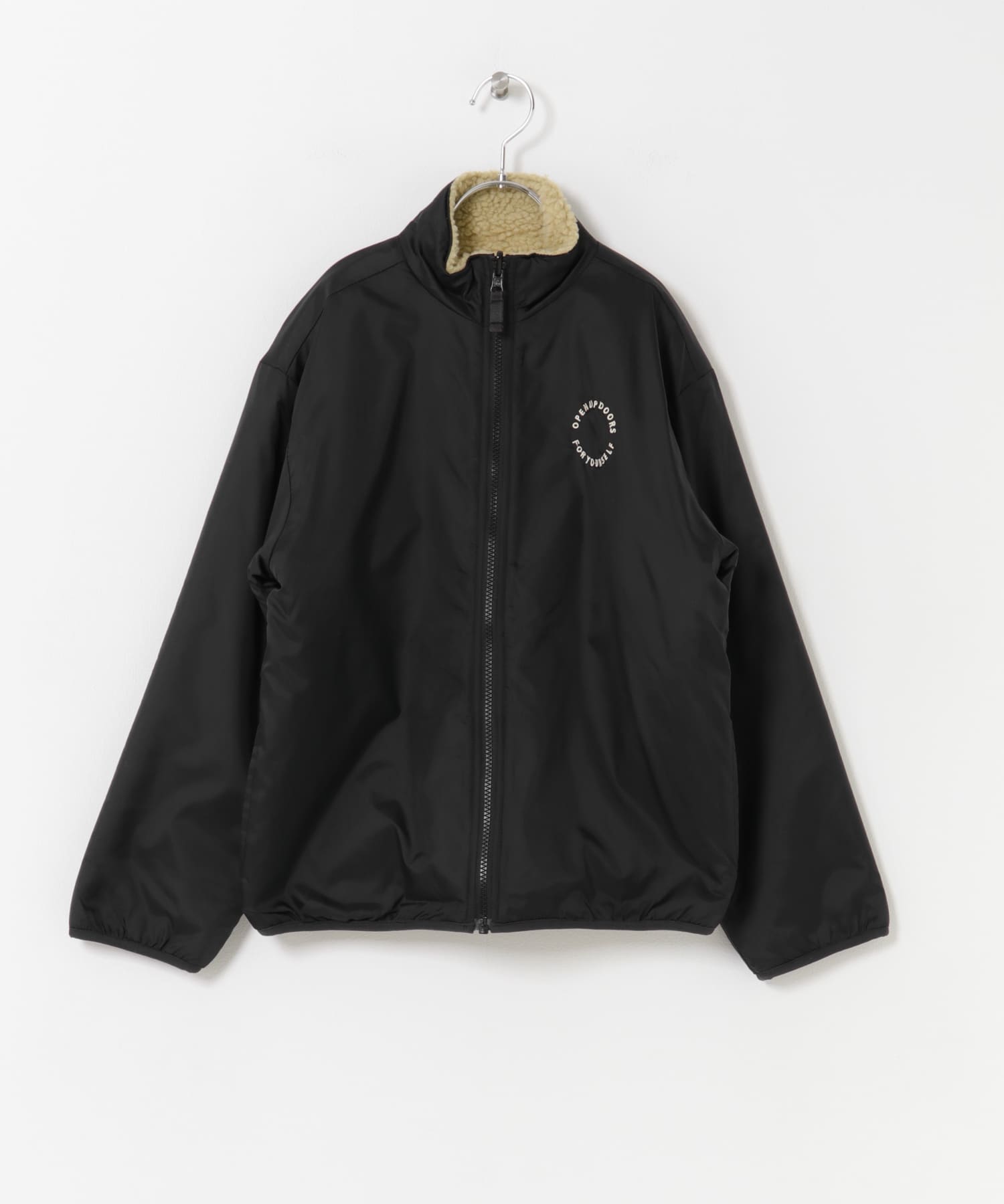 WEB/一部店舗限定』リバーシブルボアジャケット(KIDS)(150 BLK×BE