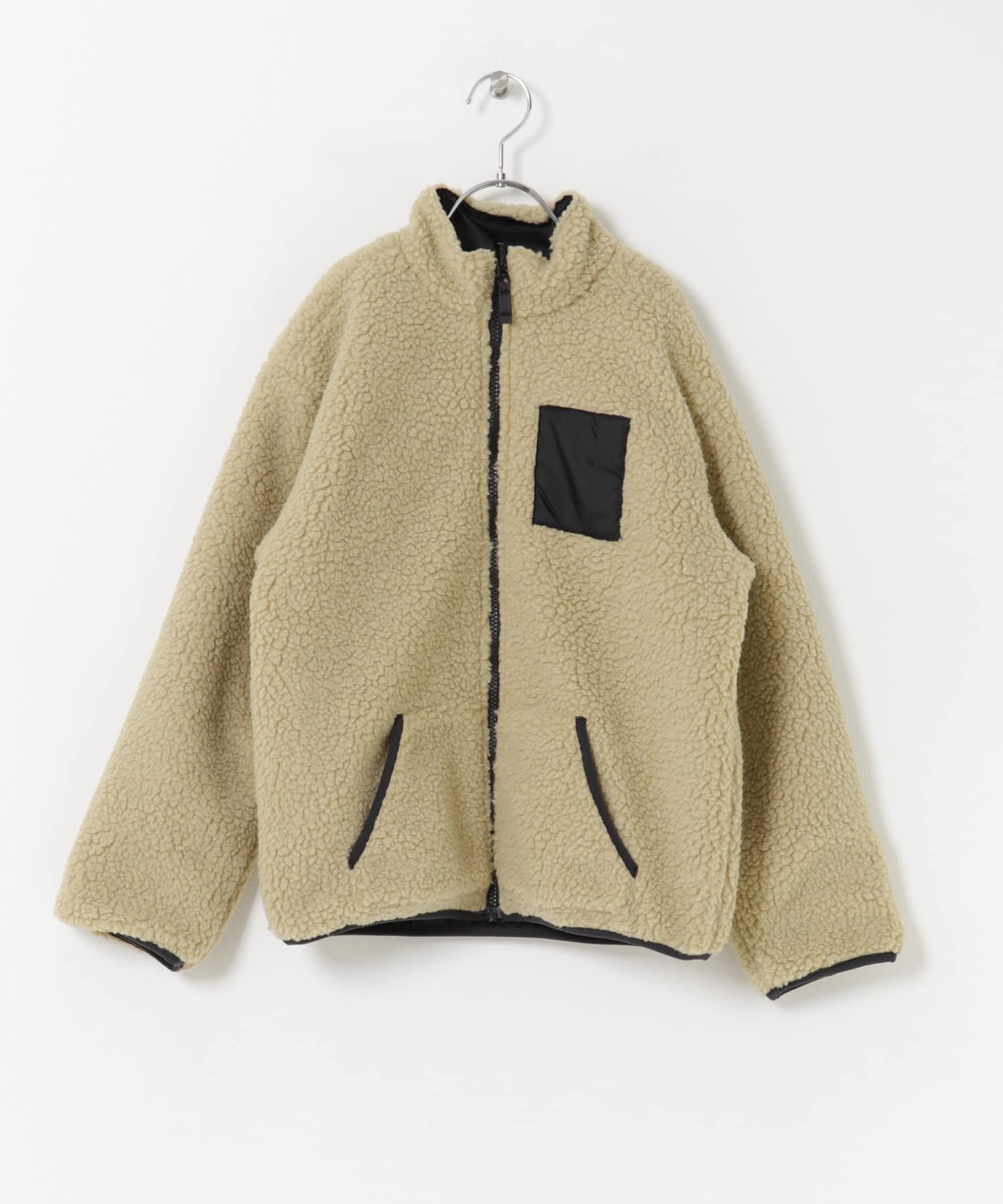 WEB/一部店舗限定』リバーシブルボアジャケット(KIDS)(150 BLK×BE
