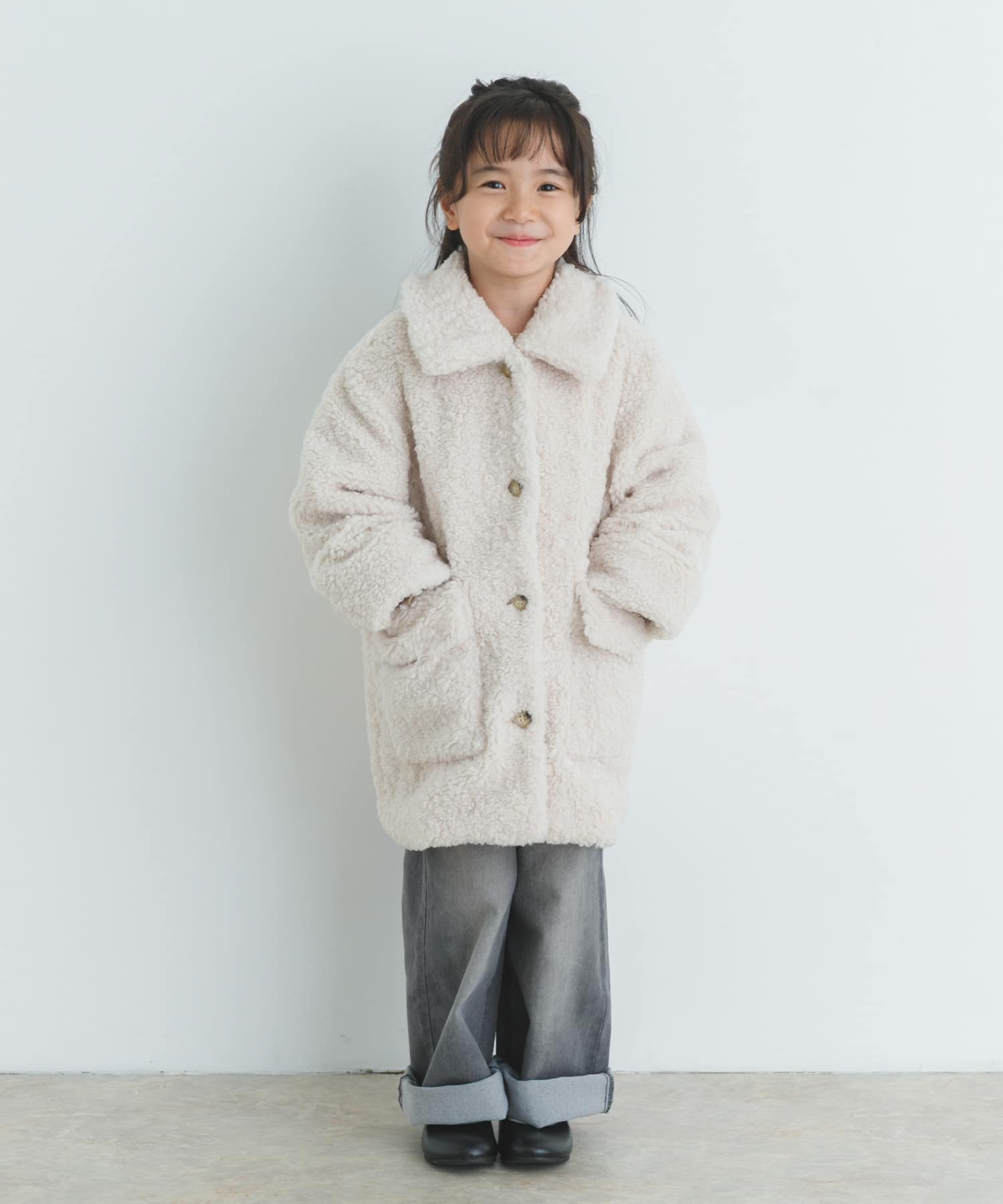 WEB/一部店舗限定サイズ』ボアコート(KIDS)(105(100-110) IVORY