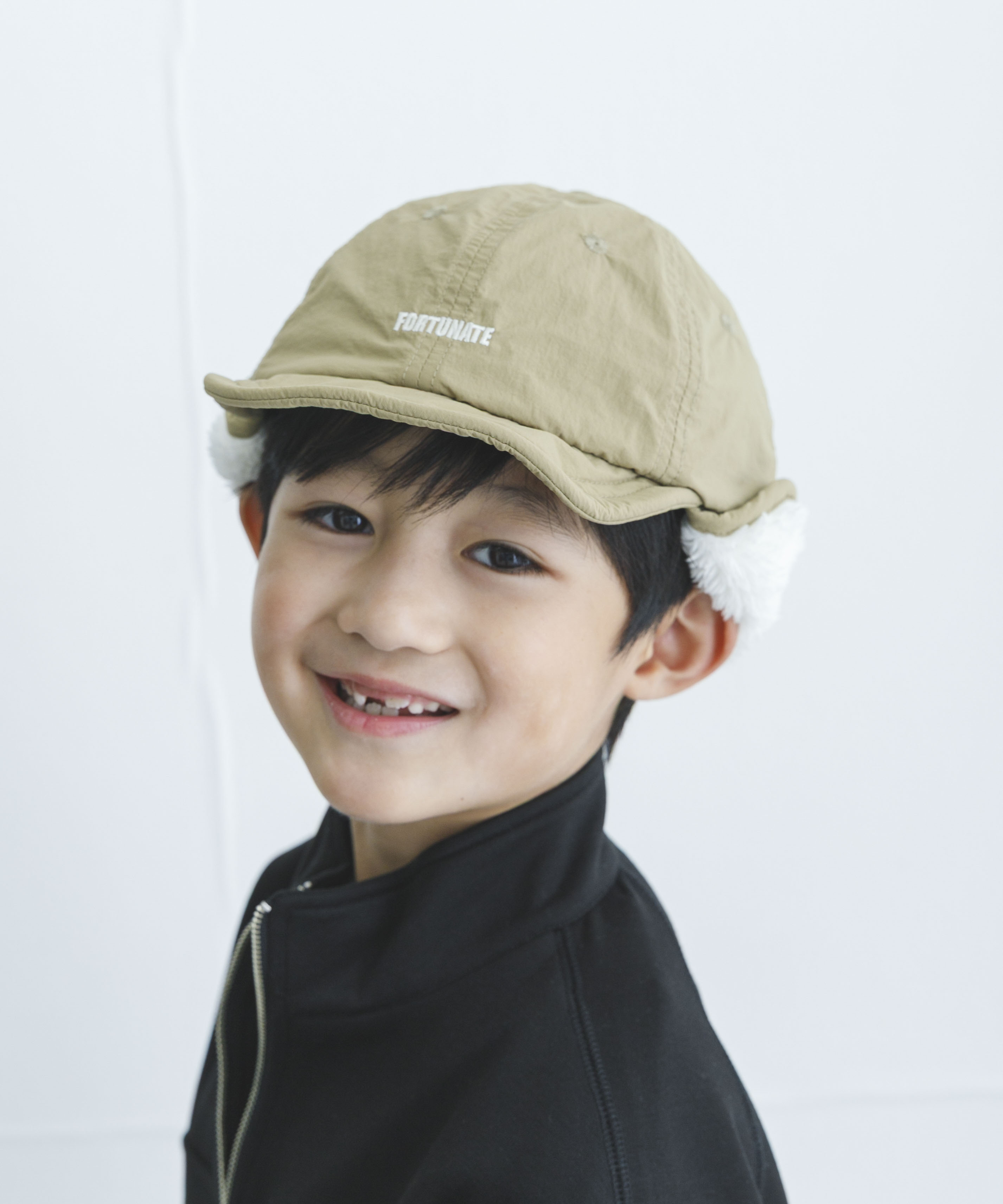 耳当て付きキャップ(KIDS) BEIGE one
