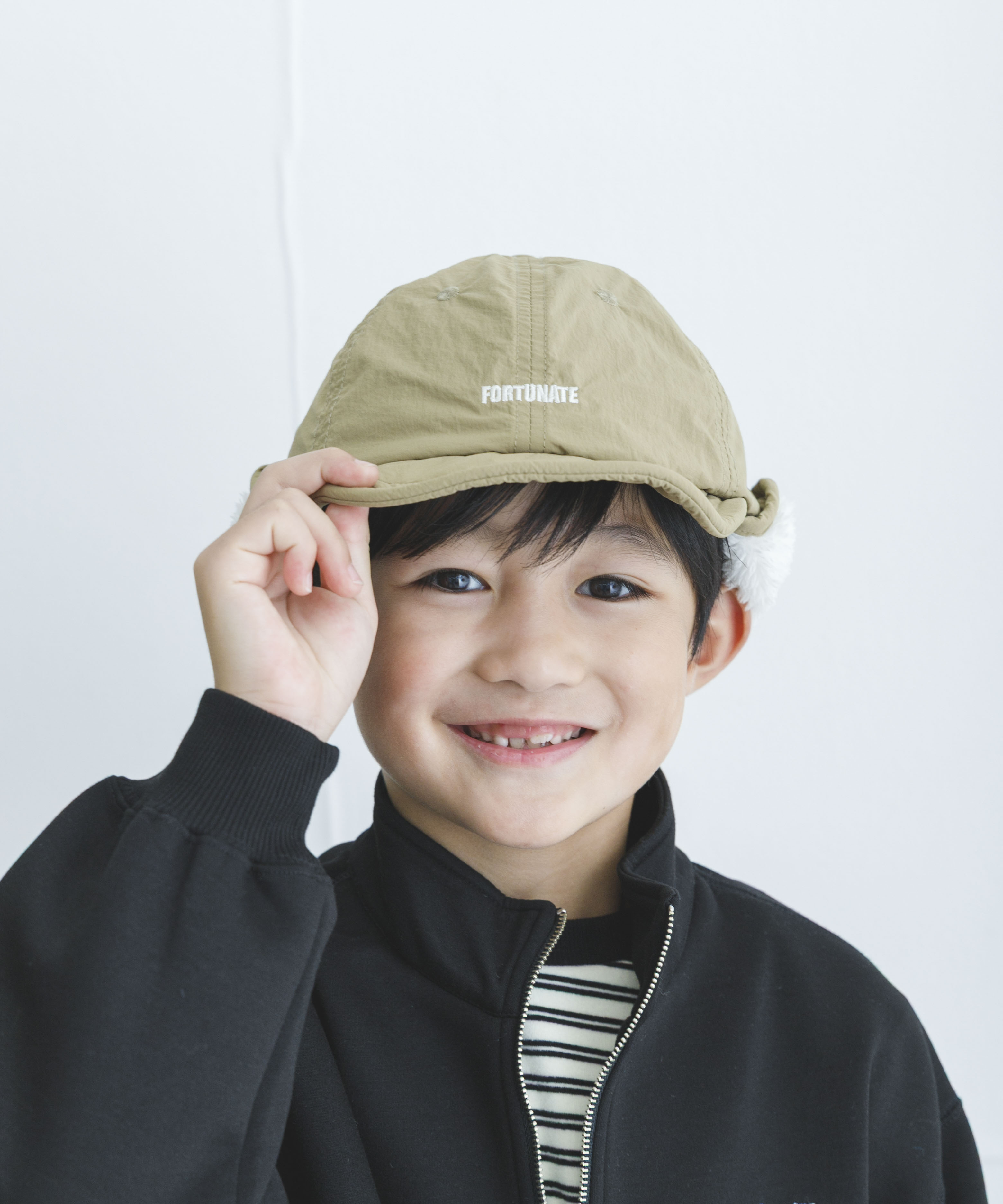 耳当て付きキャップ(KIDS) BEIGE one