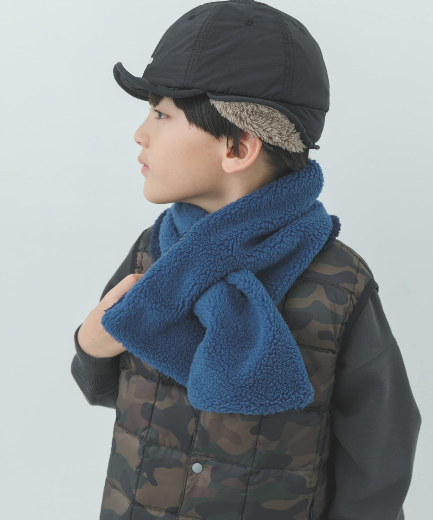 ボアリバーシブルマフラー(KIDS) BLUE one