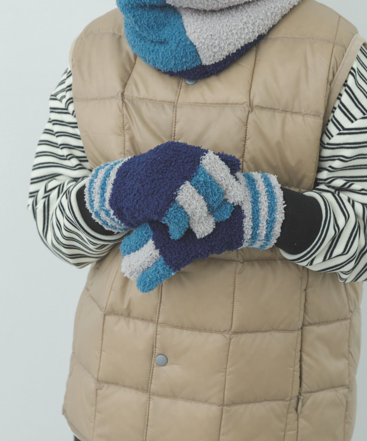 マシュマロトライカラー手袋(KIDS) NAVY one