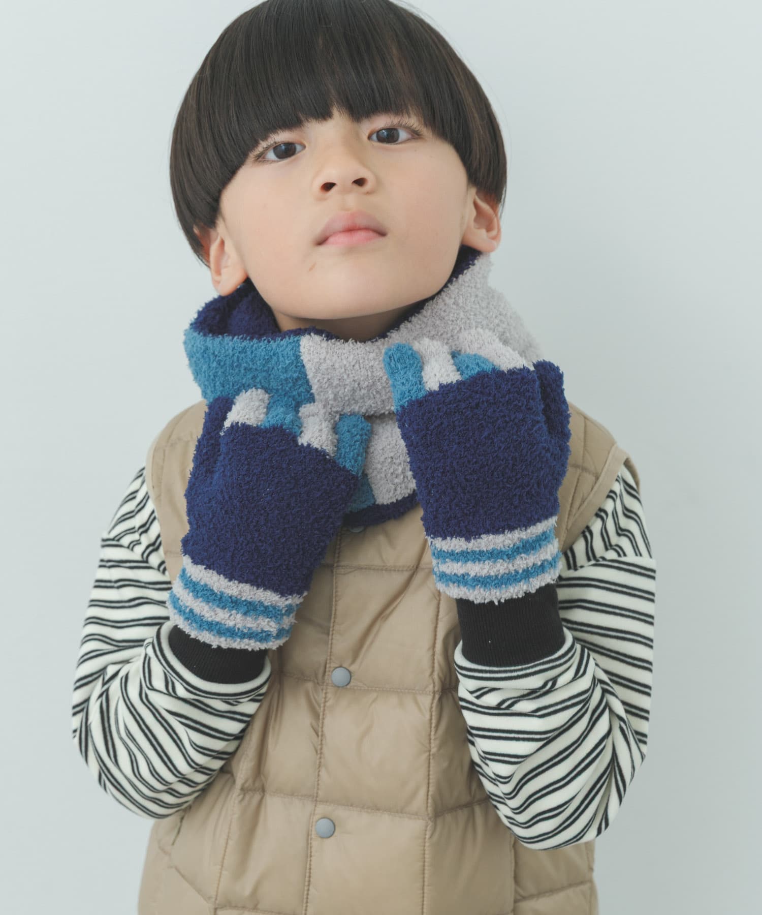 マシュマロトライカラー手袋(KIDS) NAVY one