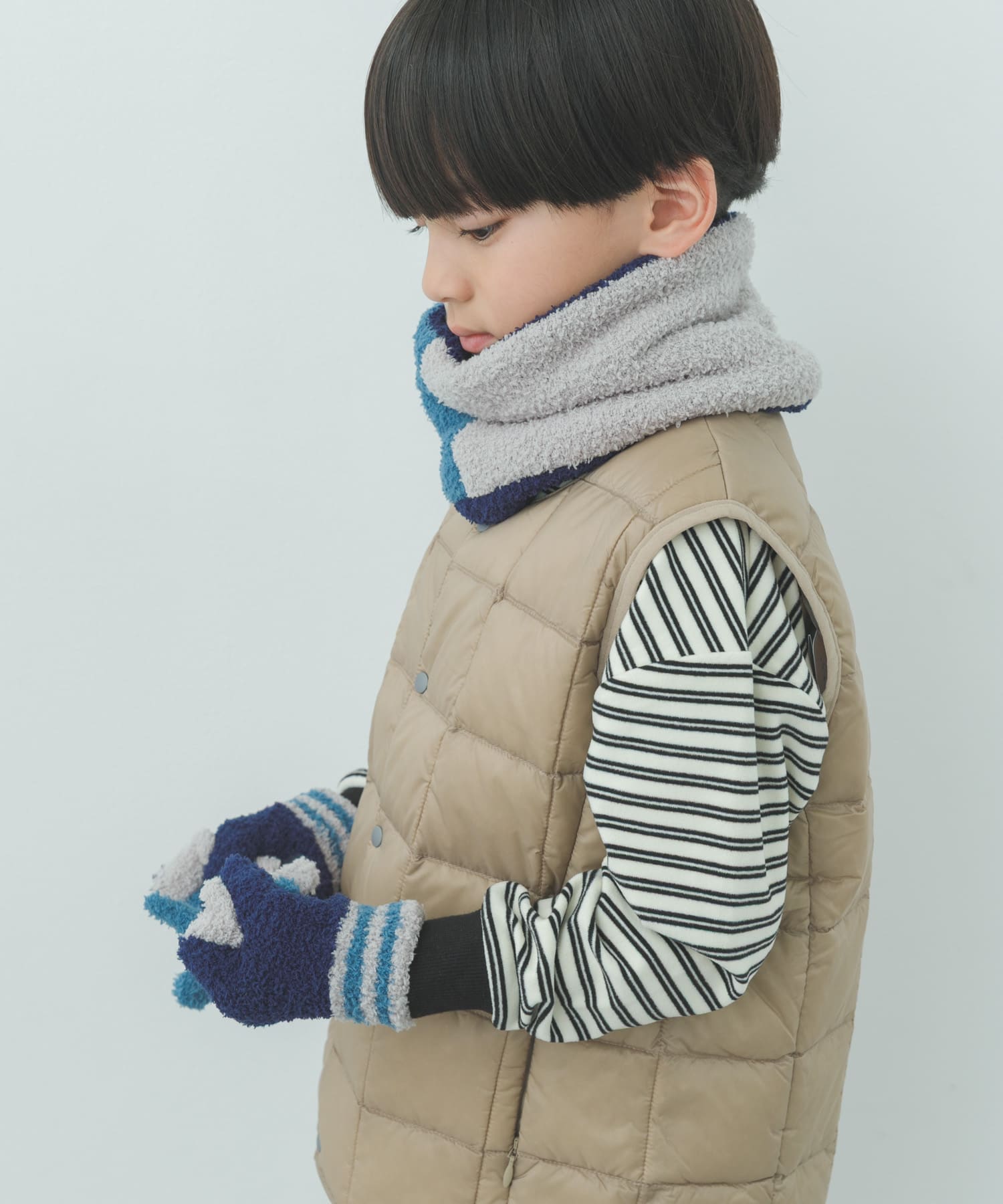 マシュマロトライカラー手袋(KIDS) NAVY one