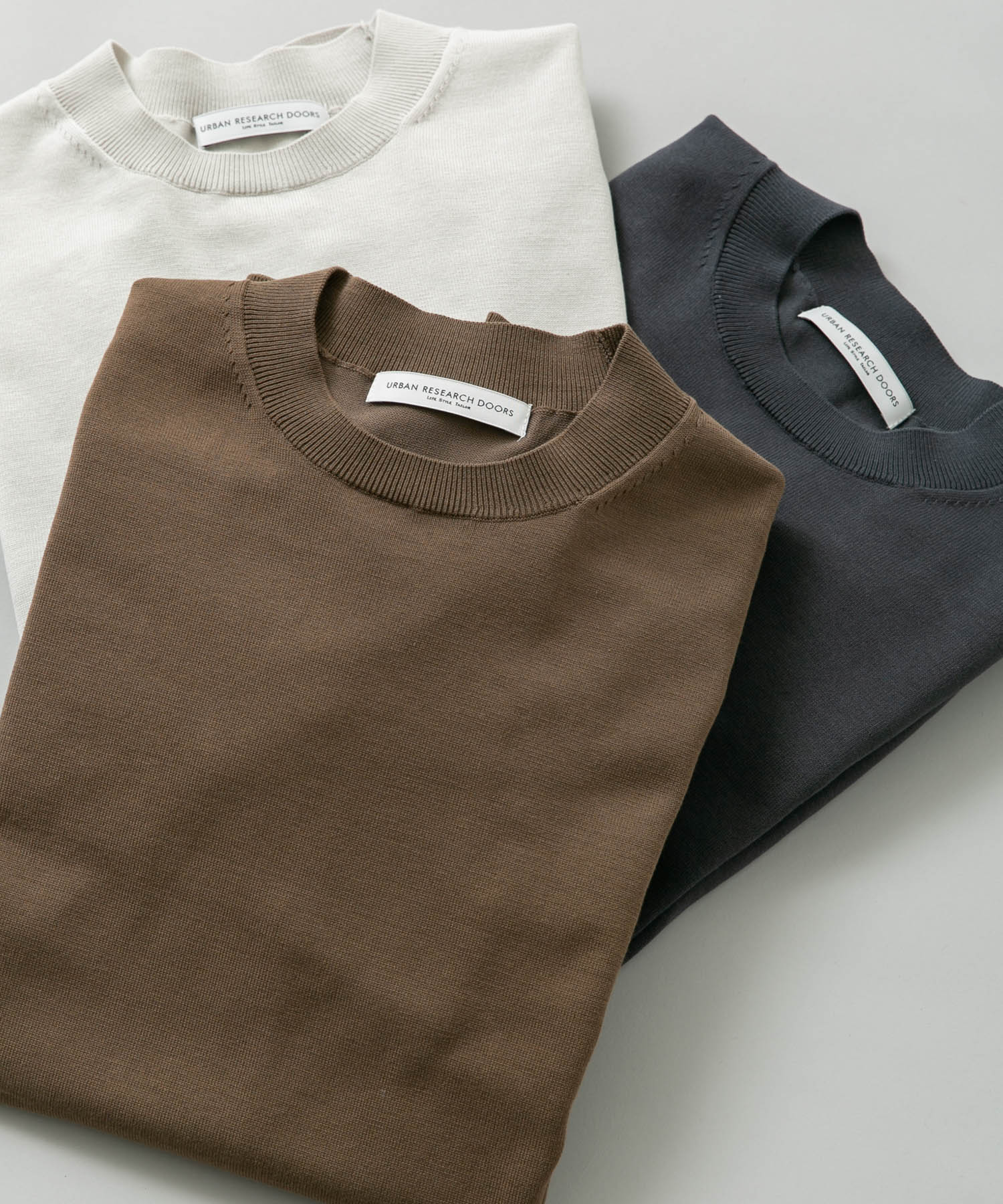 LIFE STYLE TAILOR　ハイゲージクルーネック長袖ニット