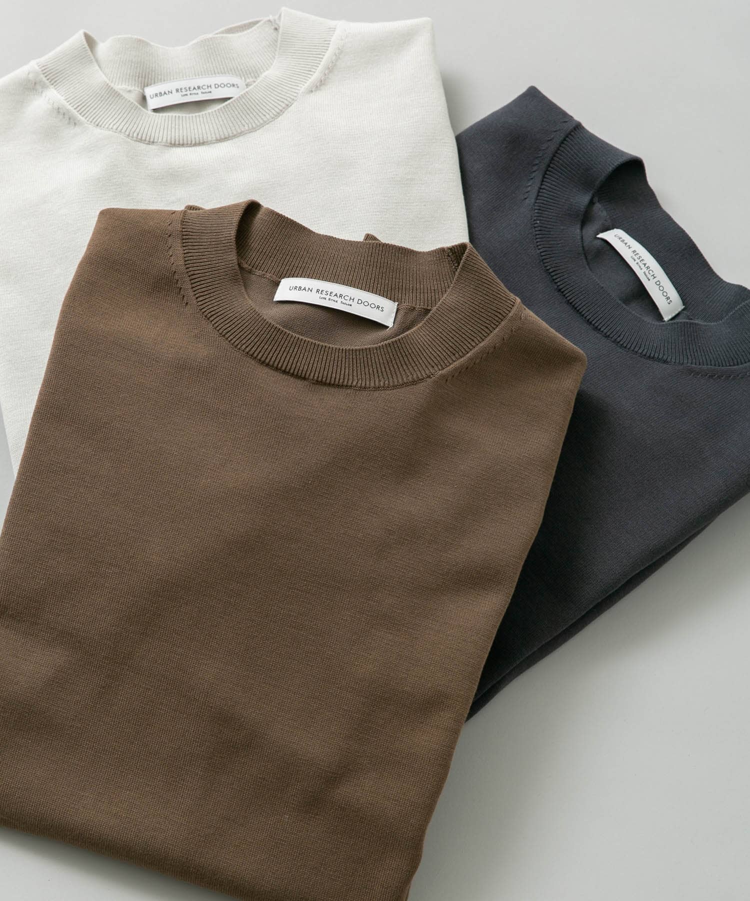 LIFE STYLE TAILOR　ハイゲージクルーネック長袖ニット